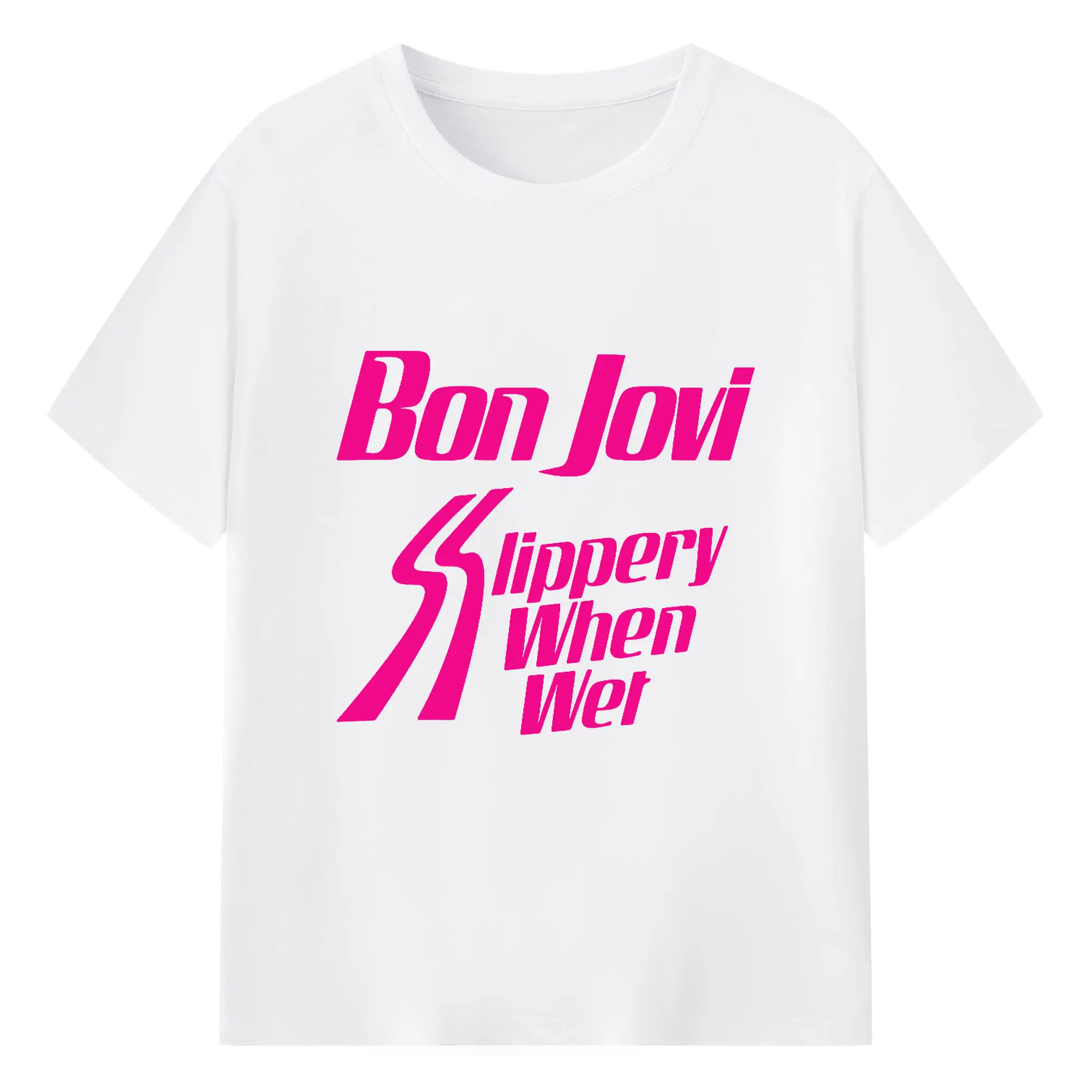 Bon Jovi《Slippery When Wet》Album Inspired DIY Shirt - 180g Cotton T-Shirt With Front Heat Transfer Print – Soft, Lightweight, Fitted Design – Comfortable Casual Wear For Sports & Everyday Use