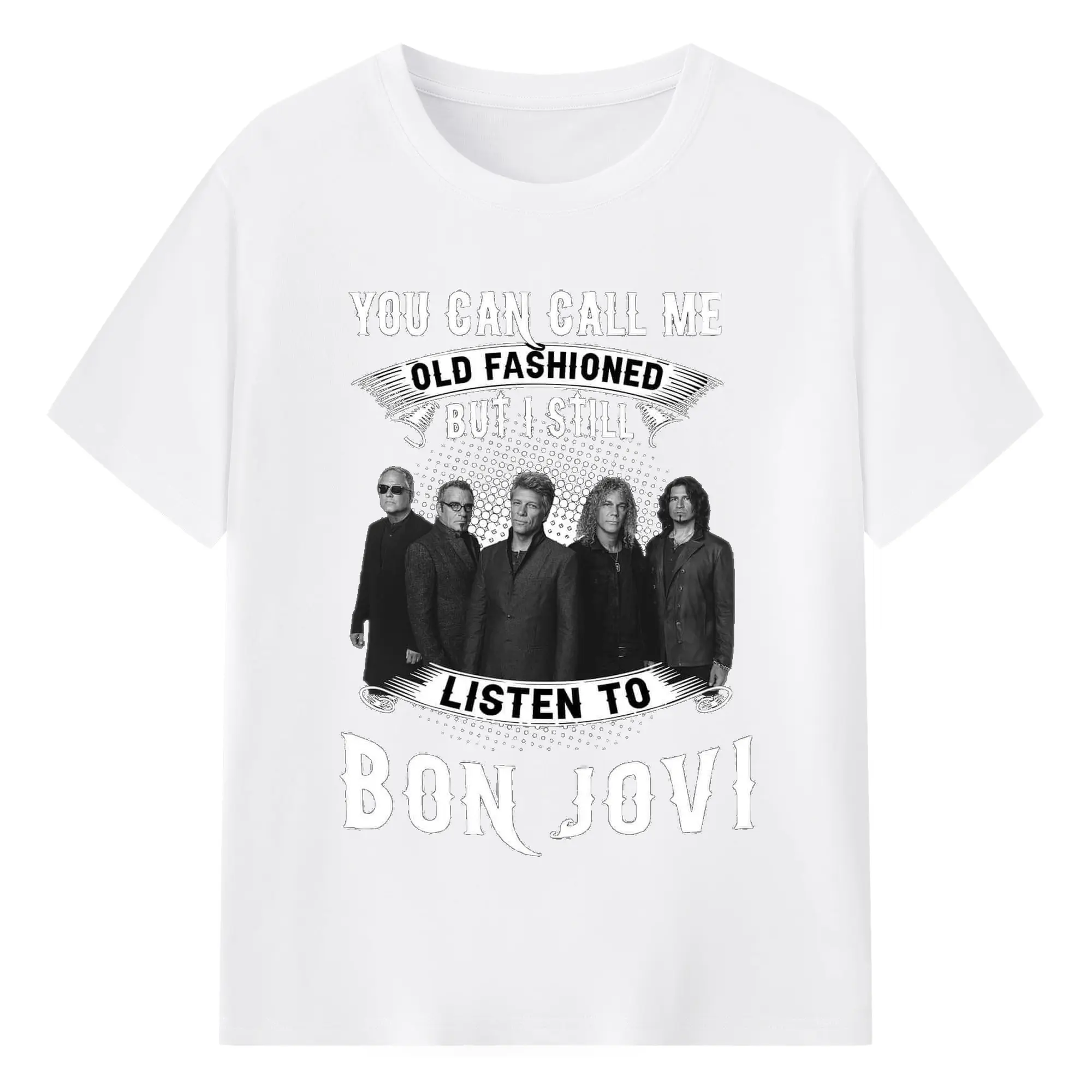 Bon Jovi Old Fashioned Retro Rock DIY Shirt - 180g Cotton T-Shirt With Front Heat Transfer Print – Soft, Lightweight, Fitted Design – Comfortable Casual Wear For Sports & Everyday Use