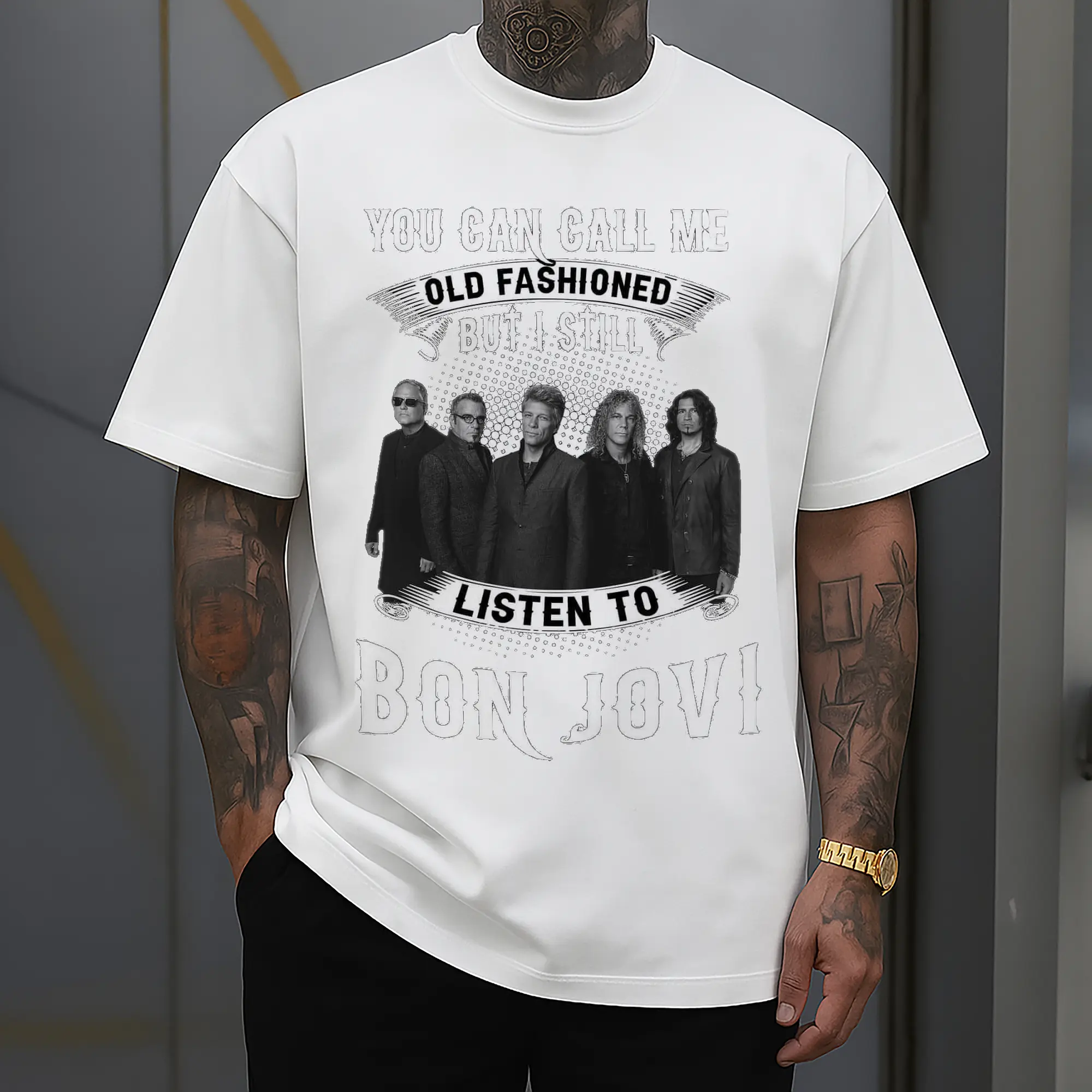 Bon Jovi Old Fashioned Retro Rock DIY Shirt