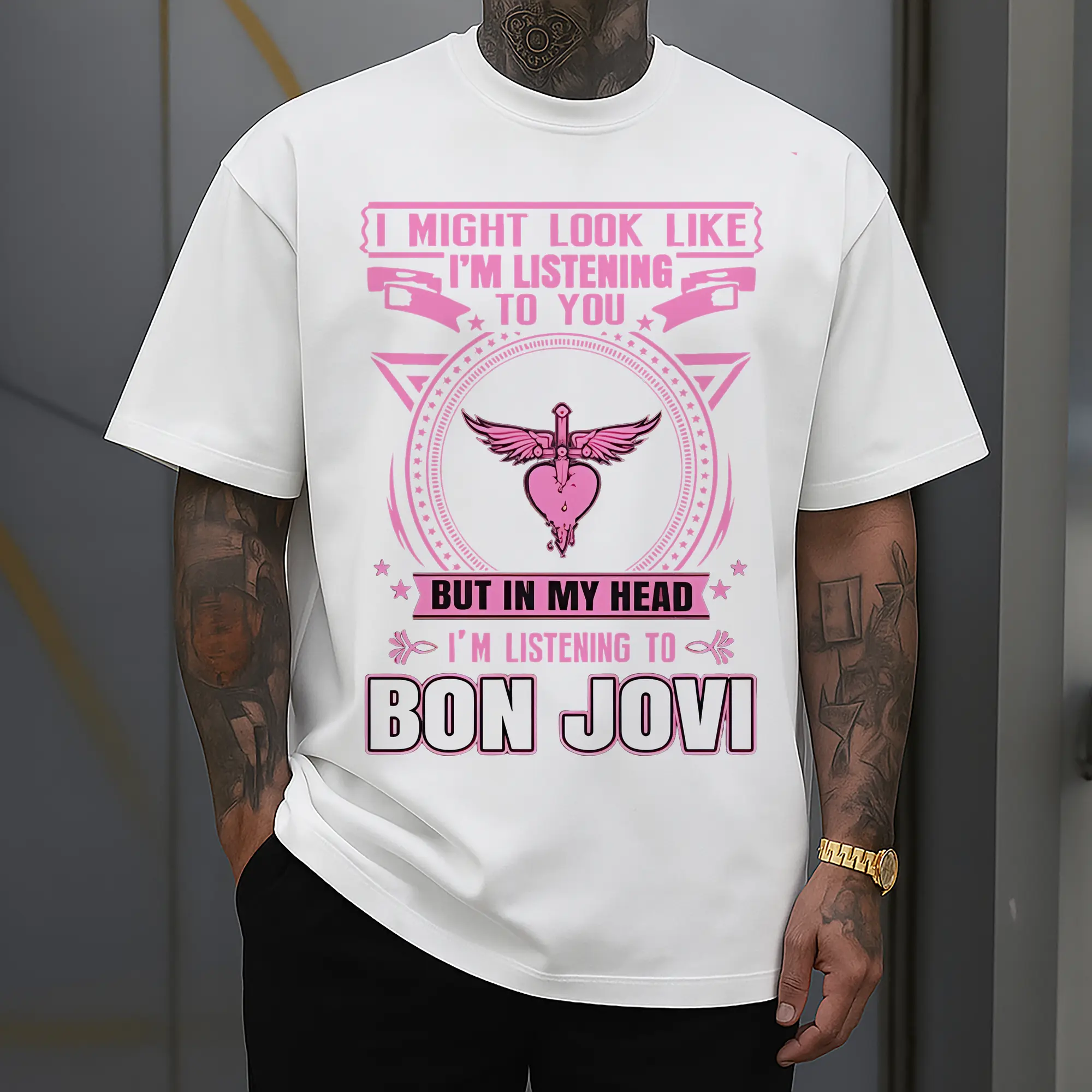 “In My Head I’m Listening To Bon Jovi”  Bon Jovi Fan Shirt