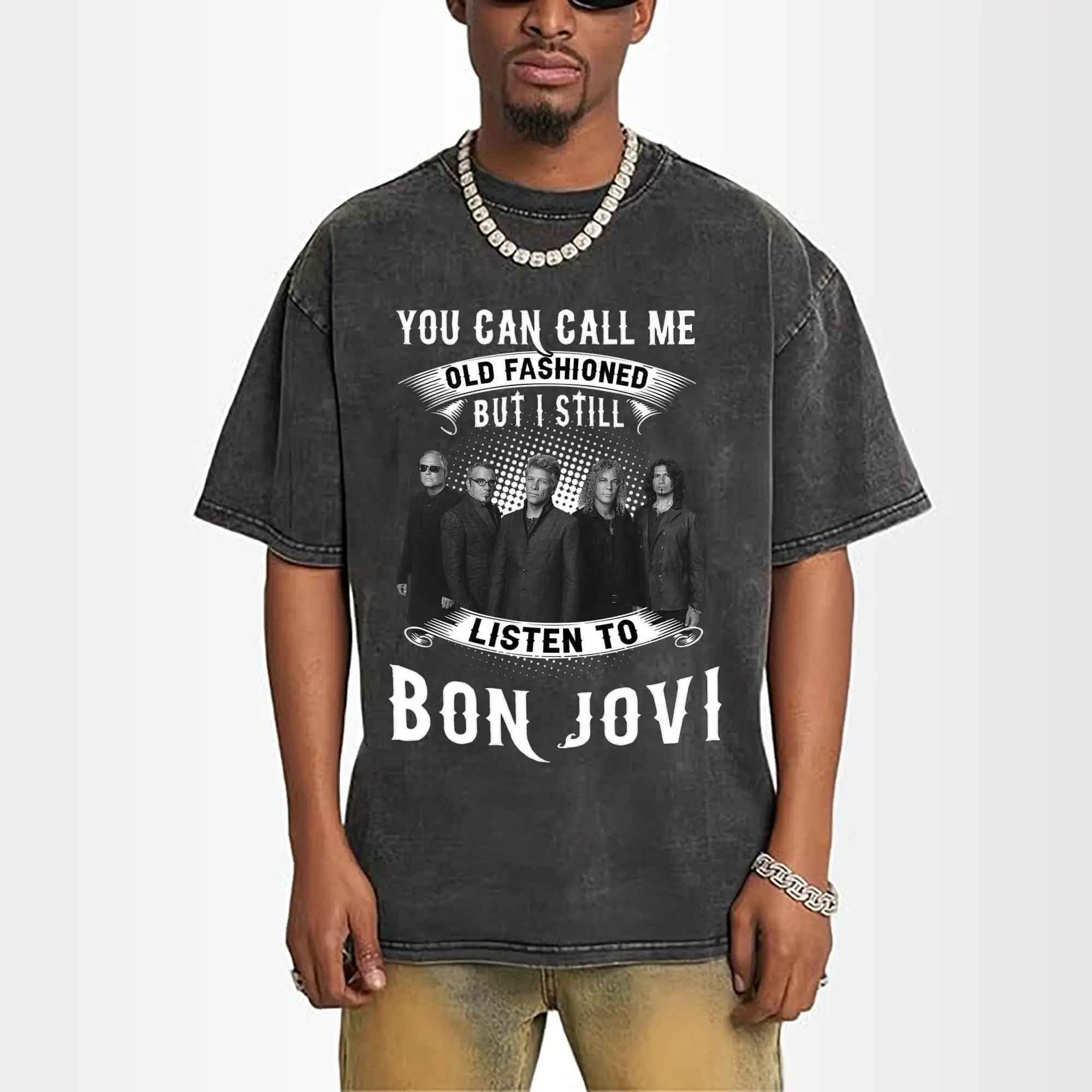 Bon Jovi Old Fashioned Retro Rock DIY Shirt