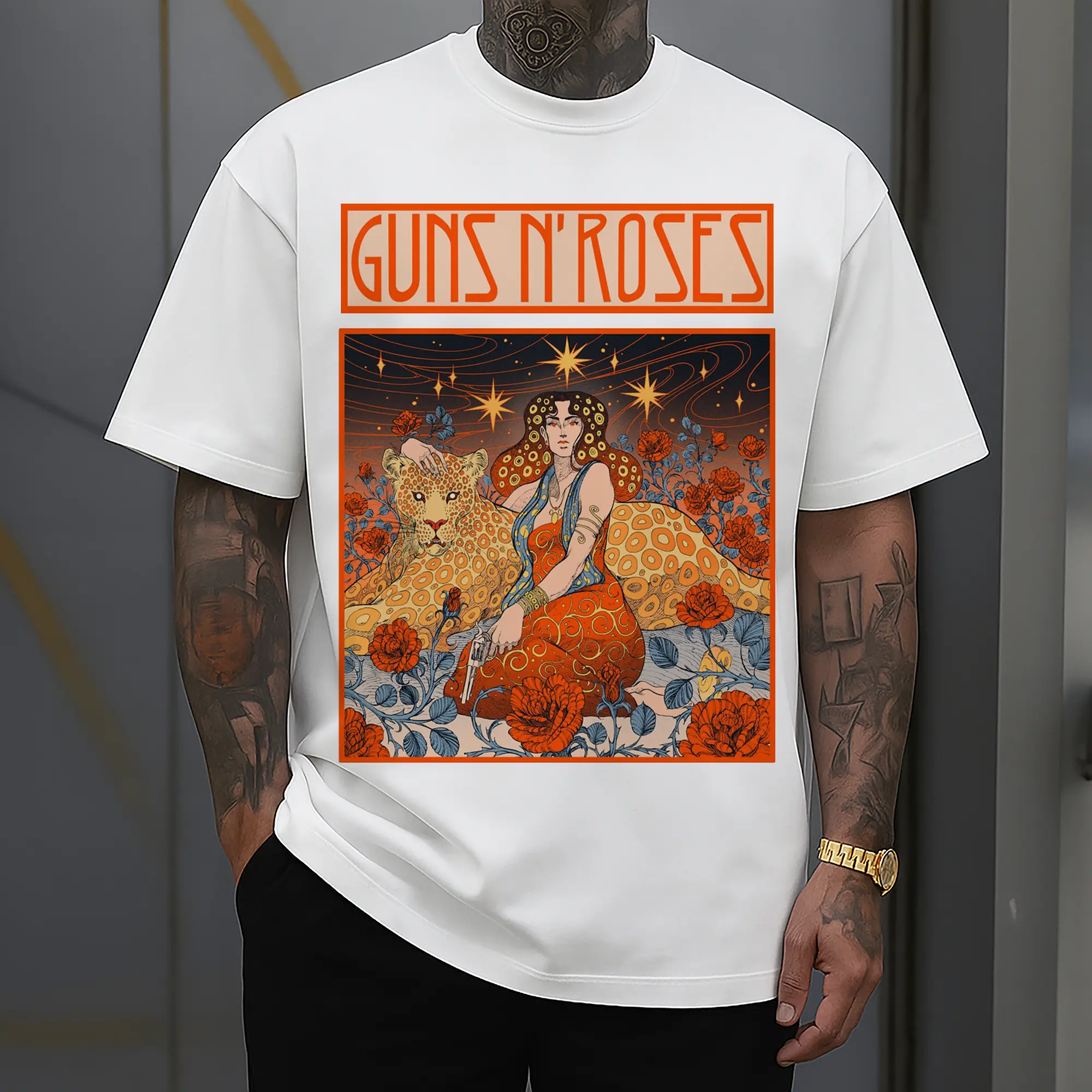 Guns N' Roses Art Nouveau Rock DIY Shirt