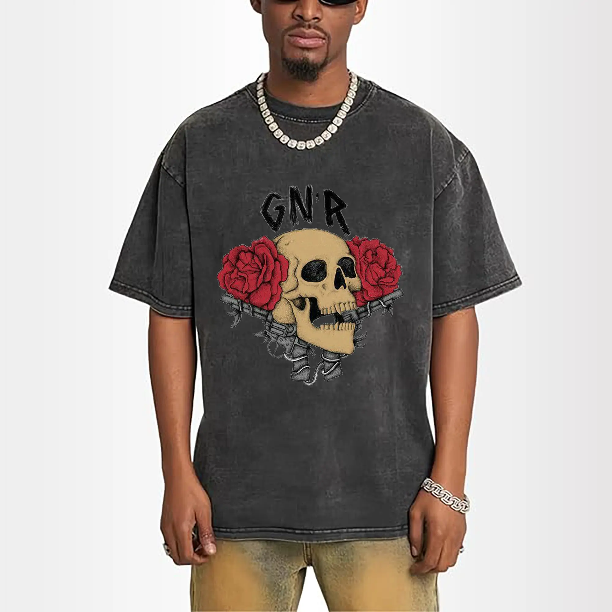 Guns N' Roses Skull & Rose Rock DIY Shirt