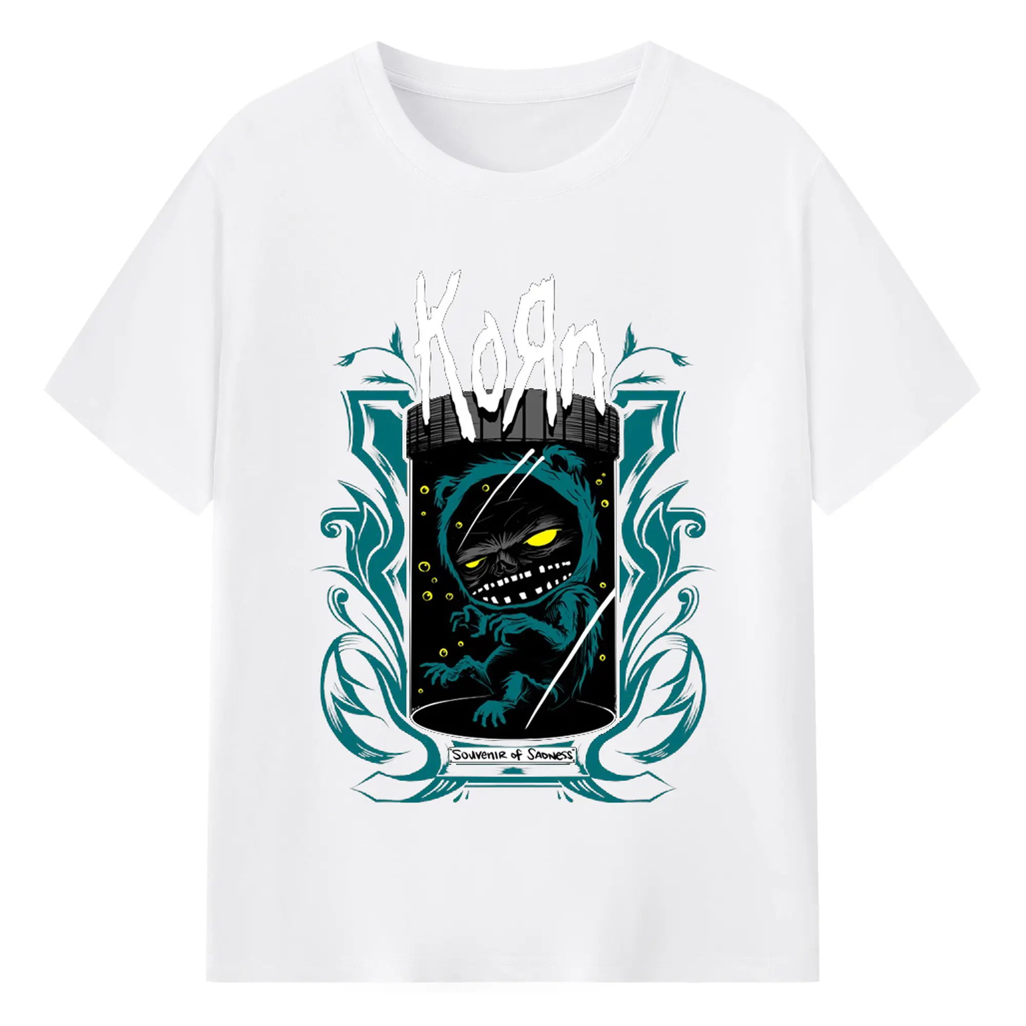 Korn Dark Fantasy Alternative Rock DIY Shirt - 180g Cotton T-Shirt With Front Heat Transfer Print – Soft, Lightweight, Fitted Design – Comfortable Casual Wear For Sports & Everyday Use