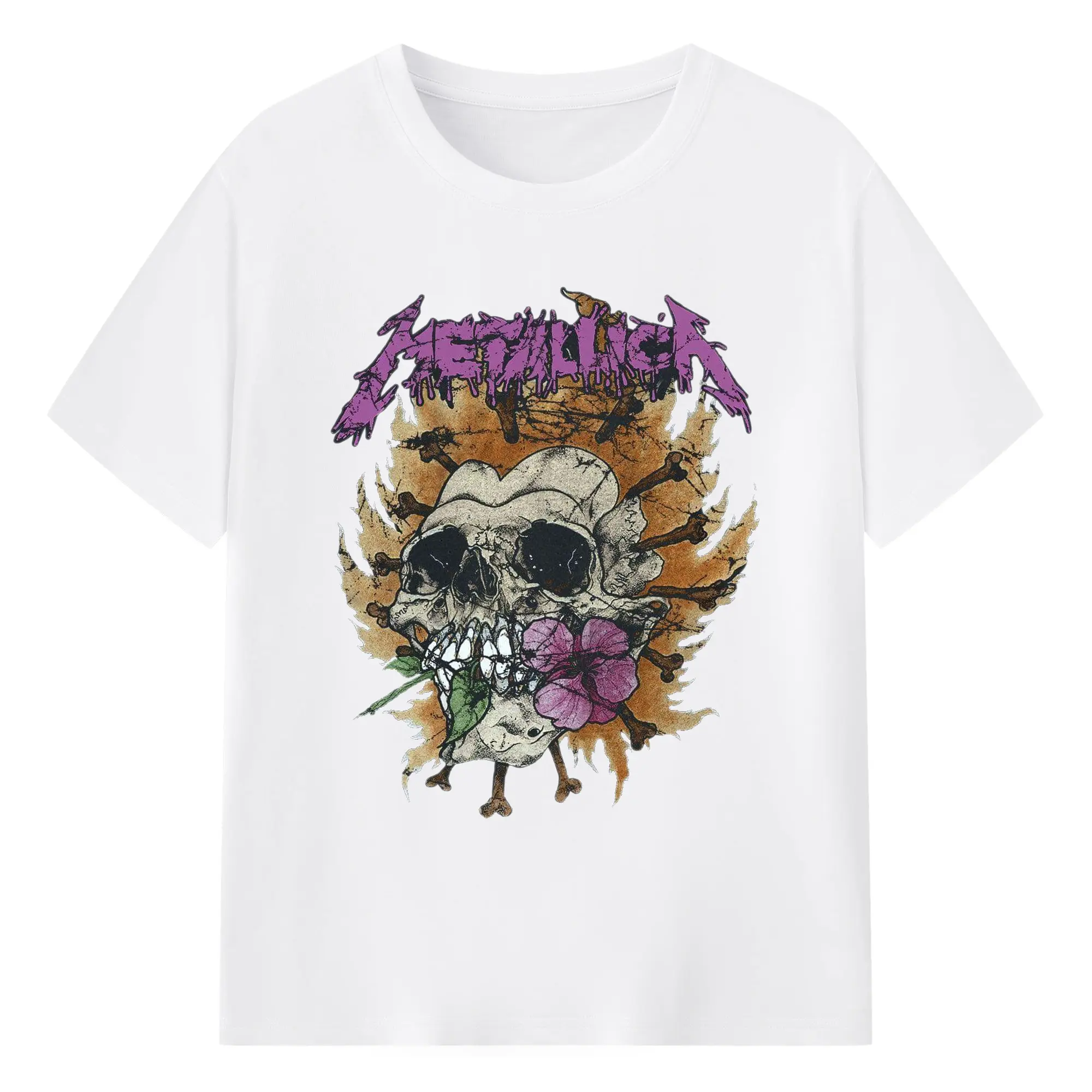 Metallica Dark Rock Skull DIY Shirt - 180g Cotton T-Shirt With Front Heat Transfer Print – Soft, Lightweight, Fitted Design – Comfortable Casual Wear For Sports & Everyday Use