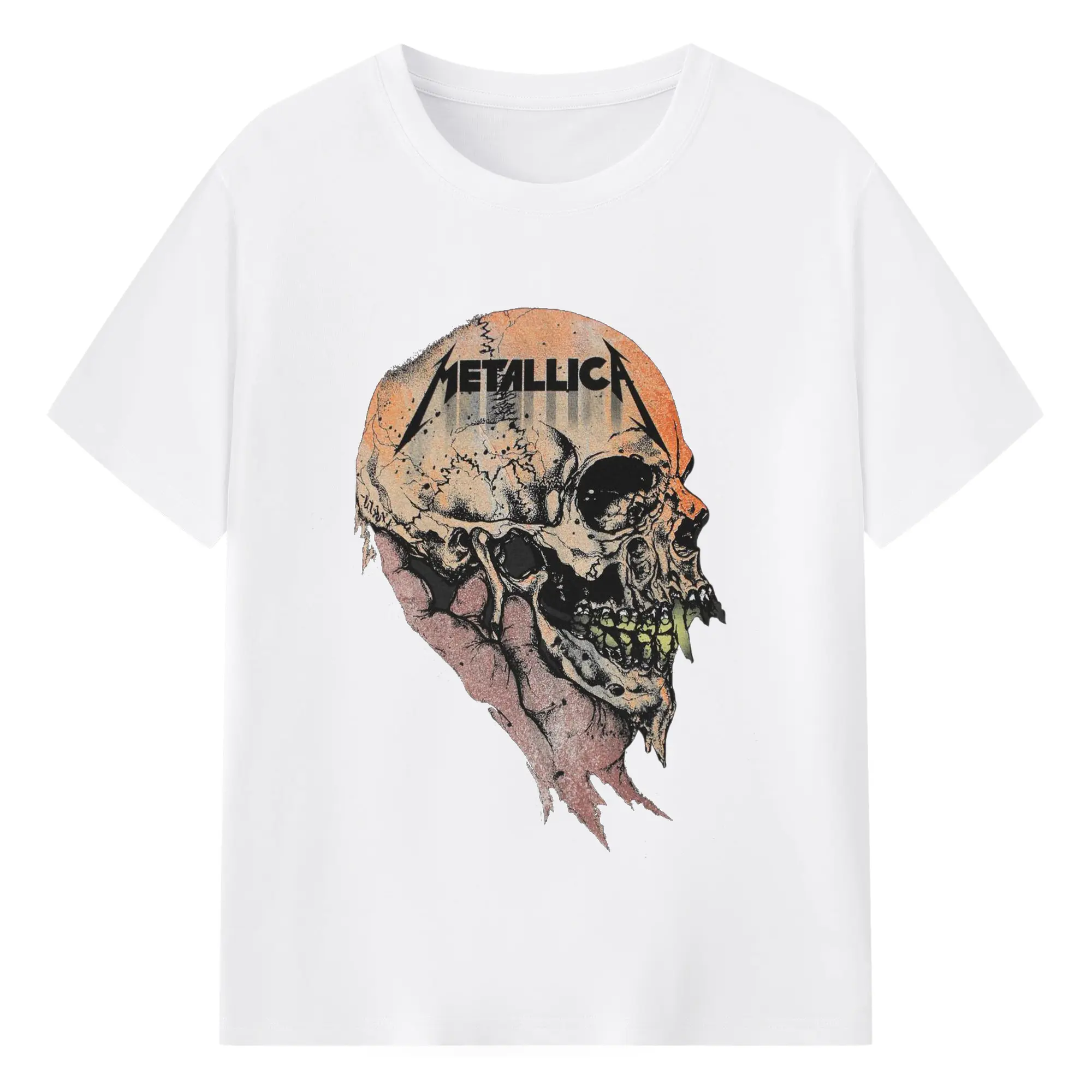 Metallica Dark Heavy Metal Skull DIY Shirt - 180g Cotton T-Shirt With Front Heat Transfer Print – Soft, Lightweight, Fitted Design – Comfortable Casual Wear For Sports & Everyday Use
