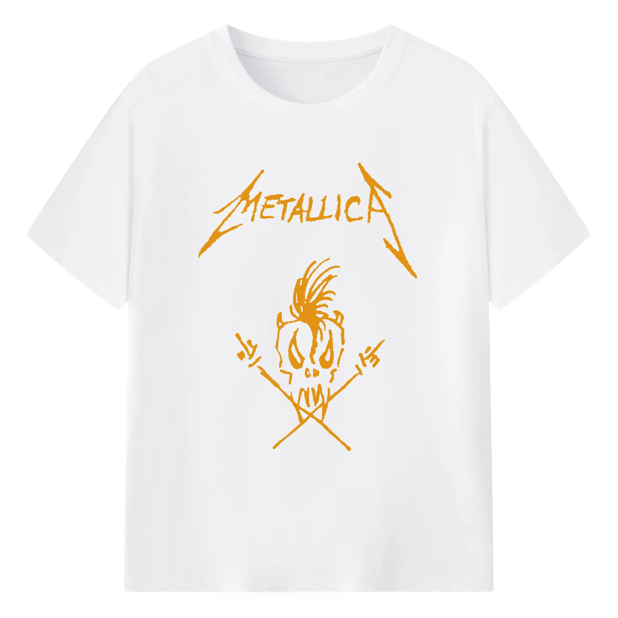 Metallica Heavy Metal Skull DIY Shirt - 180g Cotton T-Shirt With Front Heat Transfer Print – Soft, Lightweight, Fitted Design – Comfortable Casual Wear For Sports & Everyday Use