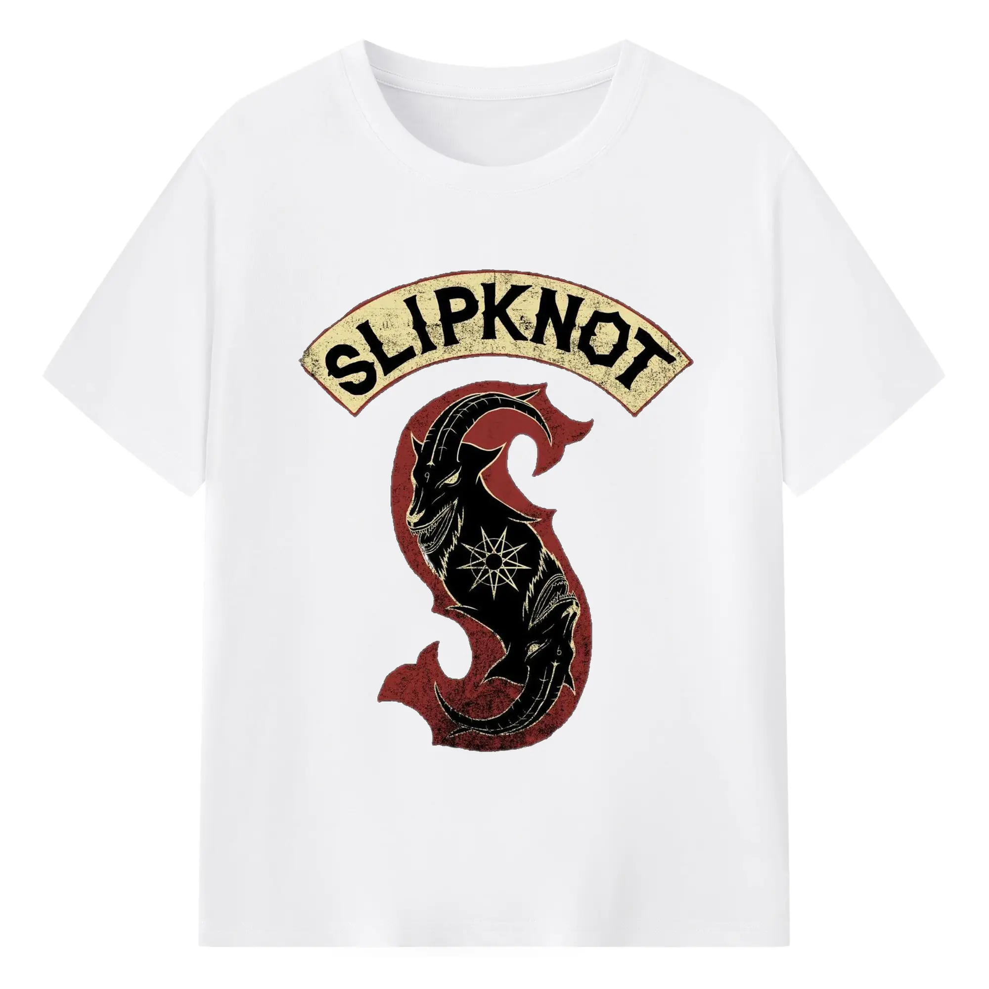 Slipknot Dark Goat Satanic Star Symbol DIY Shirt - 180g Cotton T-Shirt With Front Heat Transfer Print – Soft, Lightweight, Fitted Design – Comfortable Casual Wear For Sports & Everyday Use