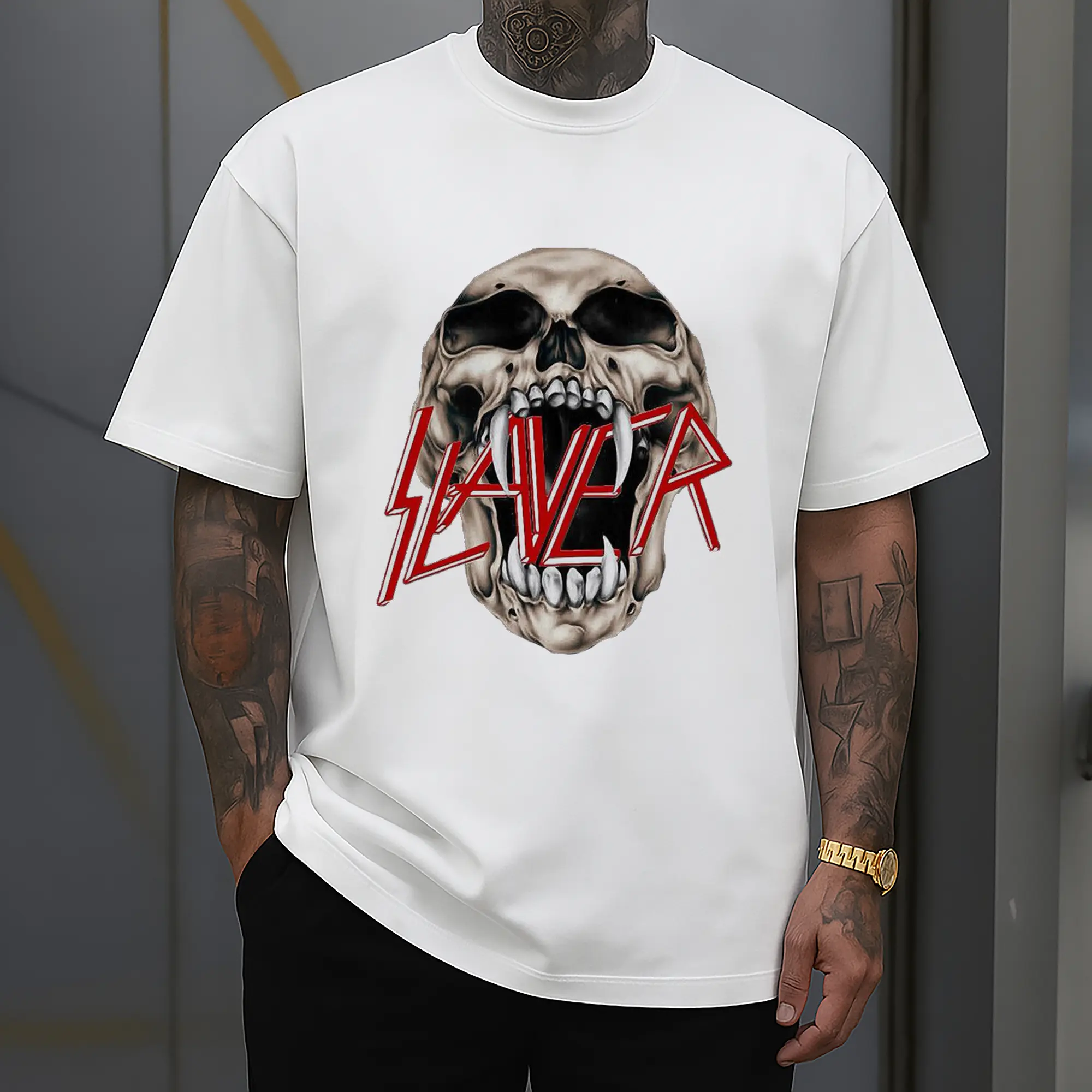 Slayer “Roaring Skeleton” Thrash Metal DIY Shirt