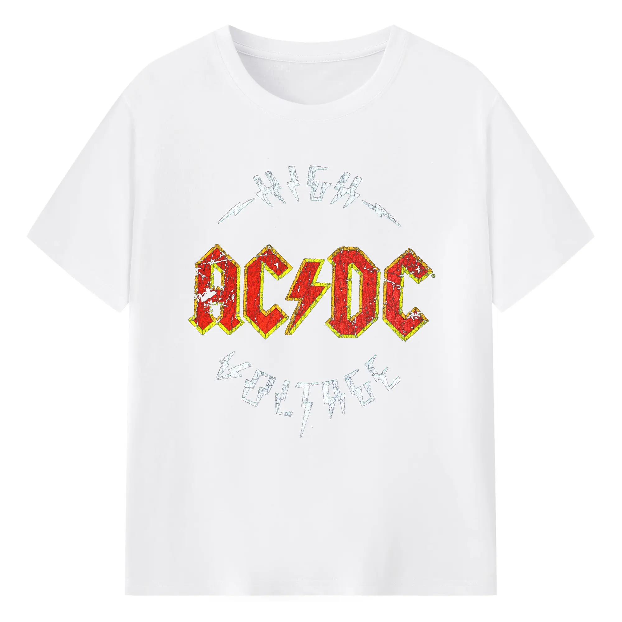 AC/DC Hard Rock Logo - 180g Cotton T-Shirt With Front Heat Transfer Print – Soft, Lightweight, Fitted Design – Comfortable Casual Wear For Sports & Everyday Use