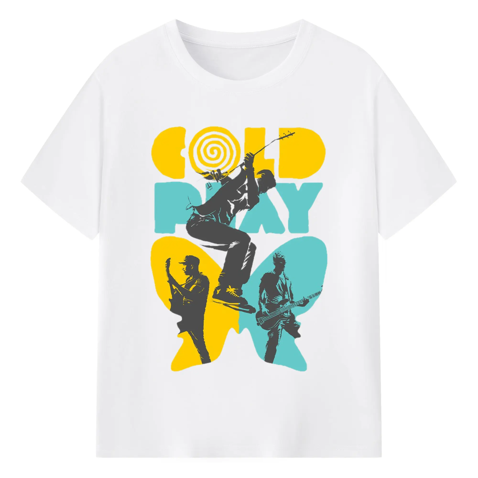 Coldplay Rock Band Live Performance DIY - 180g Cotton T-Shirt With Front Heat Transfer Print – Soft, Lightweight, Fitted Design – Comfortable Casual Wear For Sports & Everyday Use