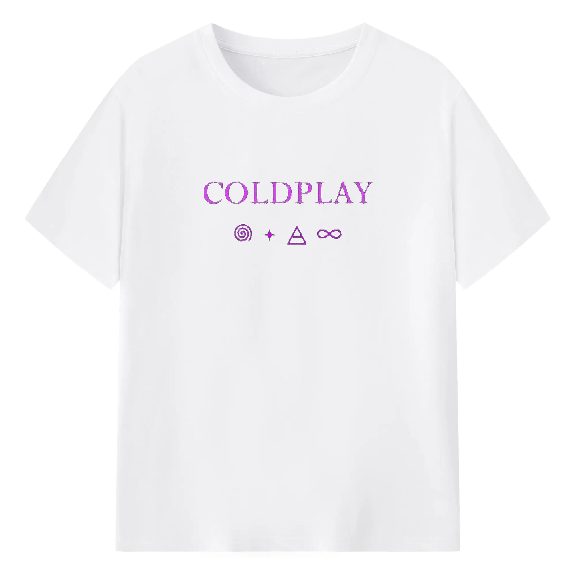 Coldplay Mystical Symbols DIY - 180g Cotton T-Shirt With Front Heat Transfer Print – Soft, Lightweight, Fitted Design – Comfortable Casual Wear For Sports & Everyday Use