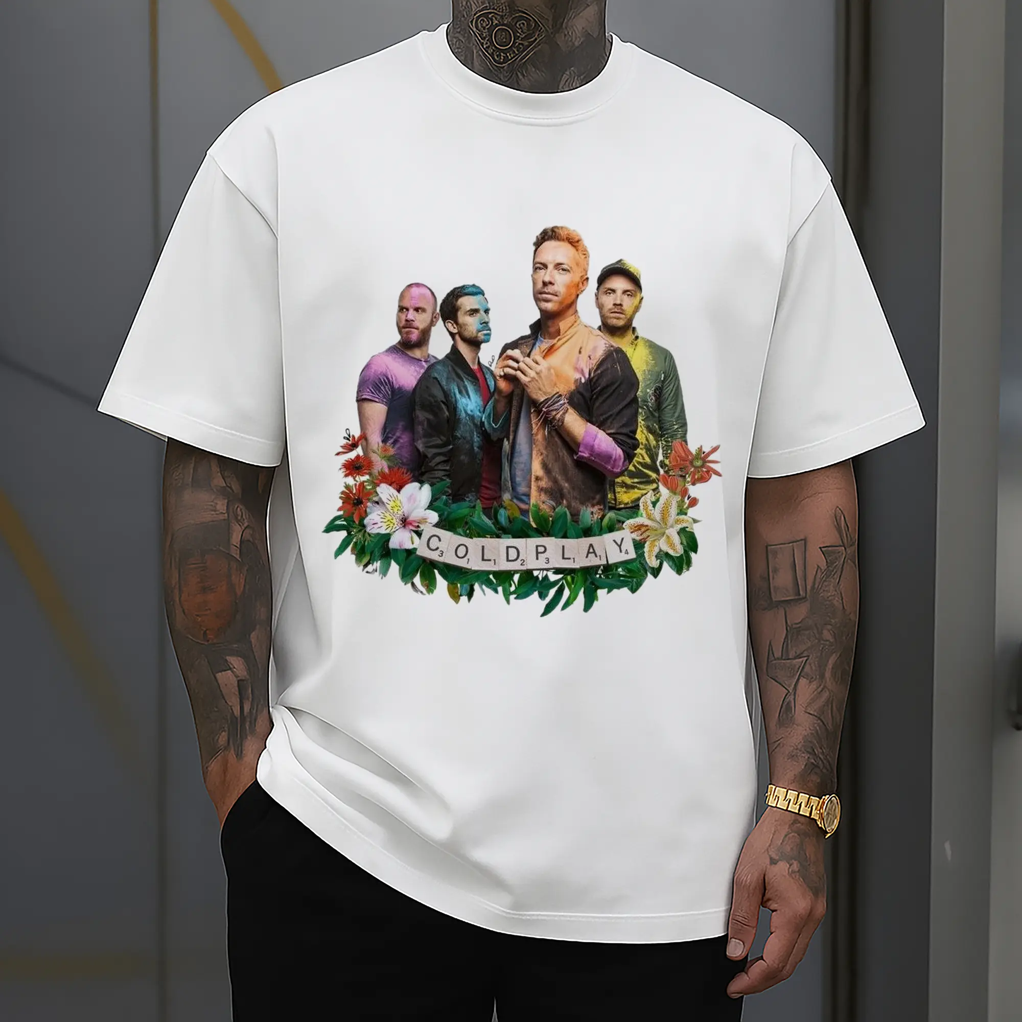 Coldplay Floral Art Rock DIY