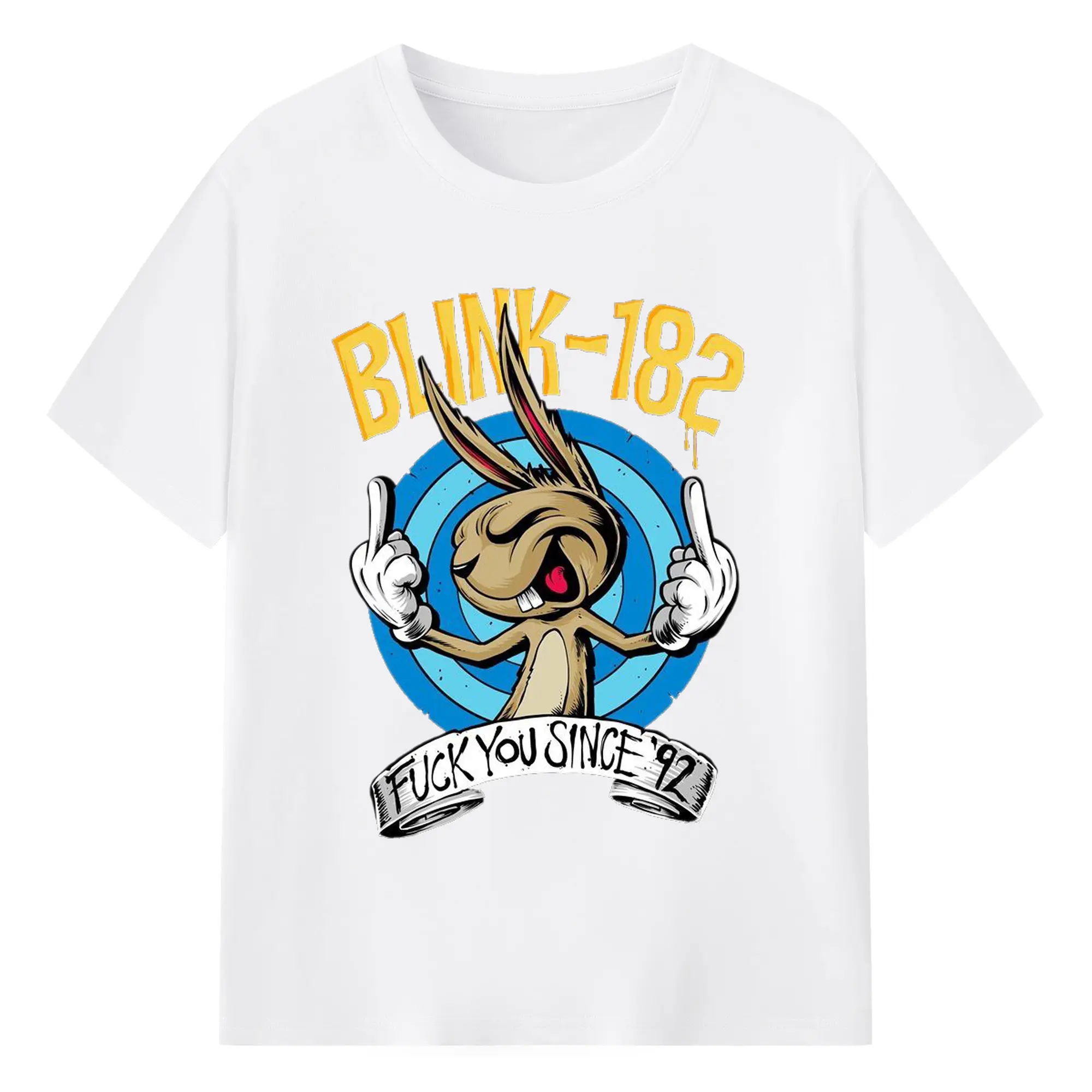 Link-182 Punk Rock Rebel Bunny DIY - 180g Cotton T-Shirt With Front Heat Transfer Print – Soft, Lightweight, Fitted Design – Comfortable Casual Wear For Sports & Everyday Use