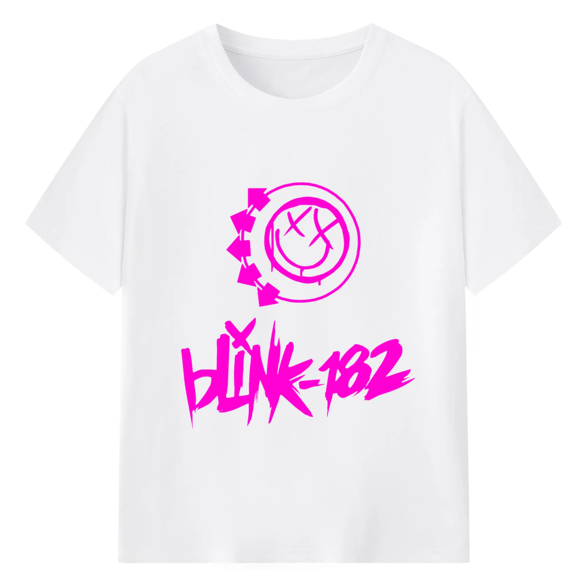 Blink-182 Punk Rock Graffiti Logo DIY - 180g Cotton T-Shirt With Front Heat Transfer Print – Soft, Lightweight, Fitted Design – Comfortable Casual Wear For Sports & Everyday Use