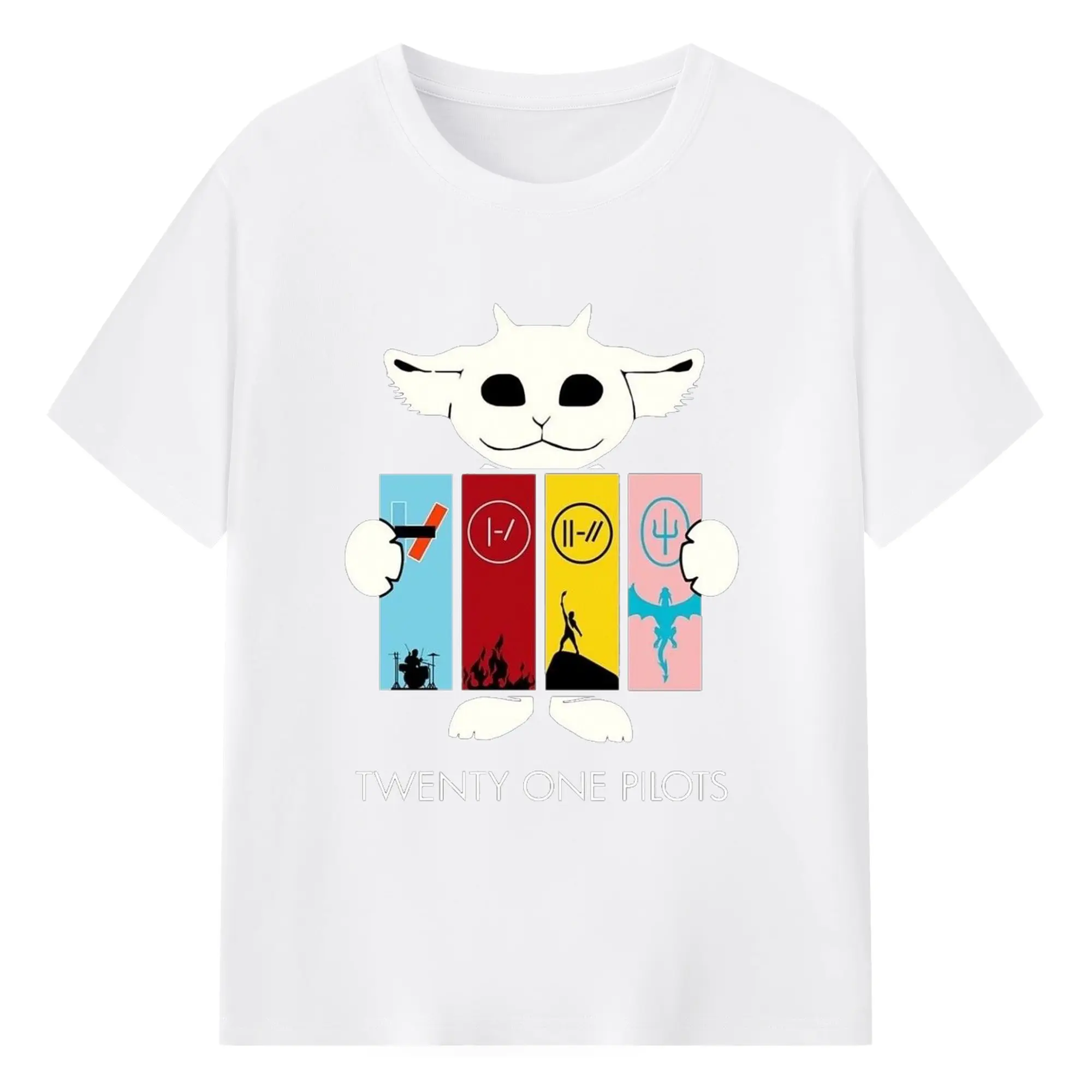 Twenty One Pilots Monster Cartoon Rock DIY - 180g Cotton T-Shirt With Front Heat Transfer Print – Soft, Lightweight, Fitted Design – Comfortable Casual Wear For Sports & Everyday Use