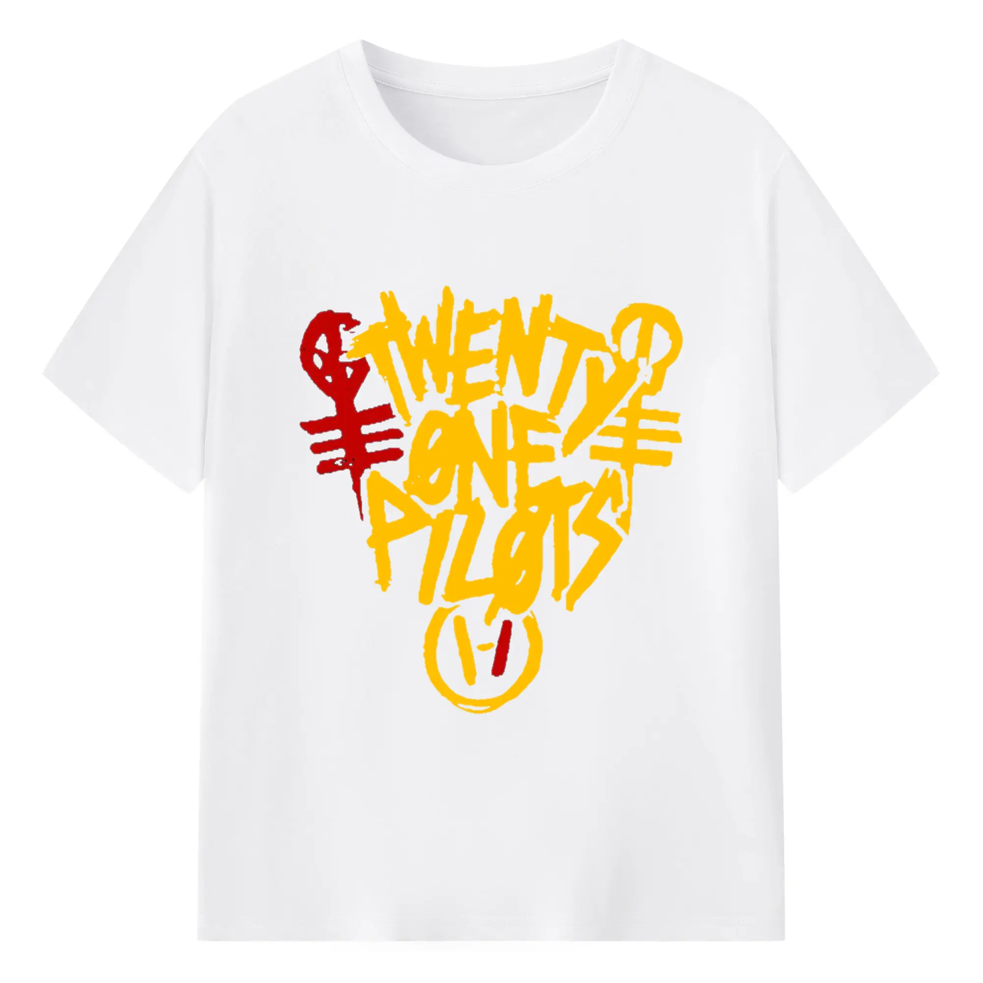 Twenty One Pilots Hand drawn doodle style Logo - 180g Cotton T-Shirt With Front Heat Transfer Print – Soft, Lightweight, Fitted Design – Comfortable Casual Wear For Sports & Everyday Use