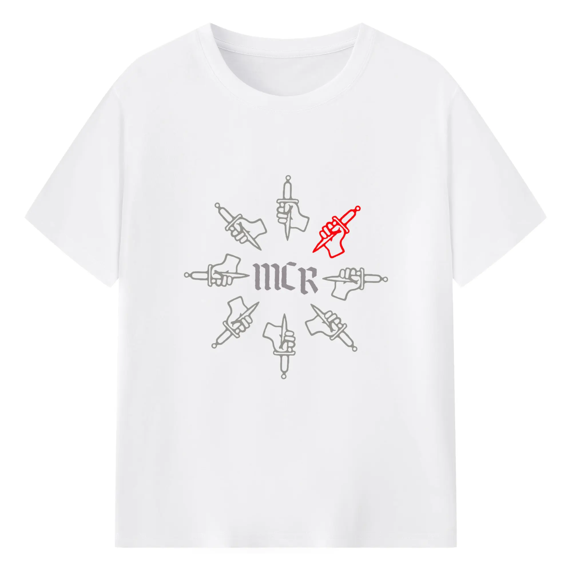 My Chemical Romance Emo Rock Dagger Logo DIY - 180g Cotton T-Shirt With Front Heat Transfer Print – Soft, Lightweight, Fitted Design – Comfortable Casual Wear For Sports & Everyday Use
