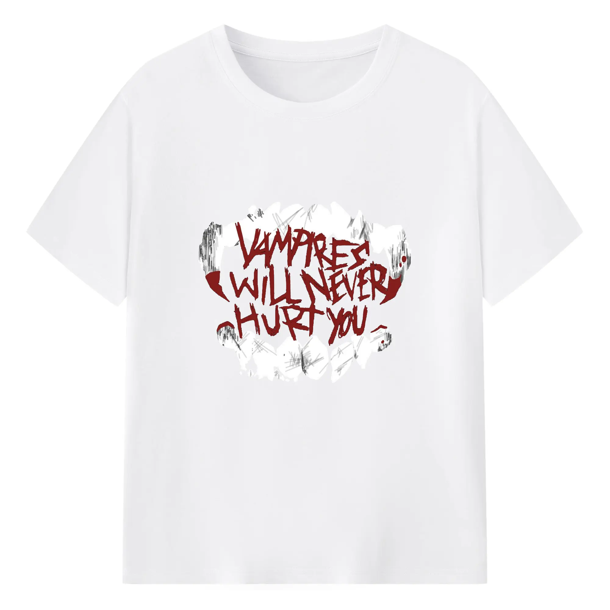 My Chemical Romance “Vampires Will Never Hurt You” DIY - 180g Cotton T-Shirt With Front Heat Transfer Print – Soft, Lightweight, Fitted Design – Comfortable Casual Wear For Sports & Everyday Use