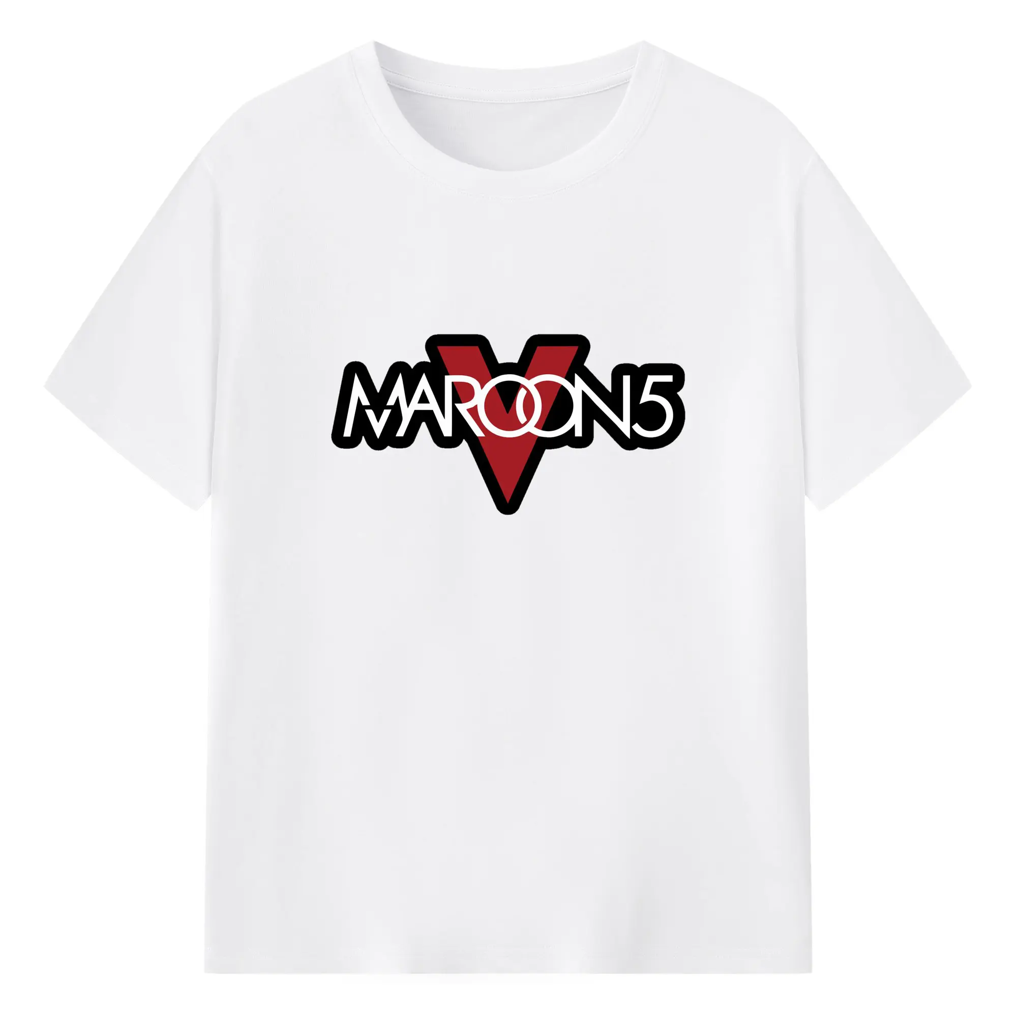 Maroon 5 Classic Logo DIY - 180g Cotton T-Shirt With Front Heat Transfer Print – Soft, Lightweight, Fitted Design – Comfortable Casual Wear For Sports & Everyday Use
