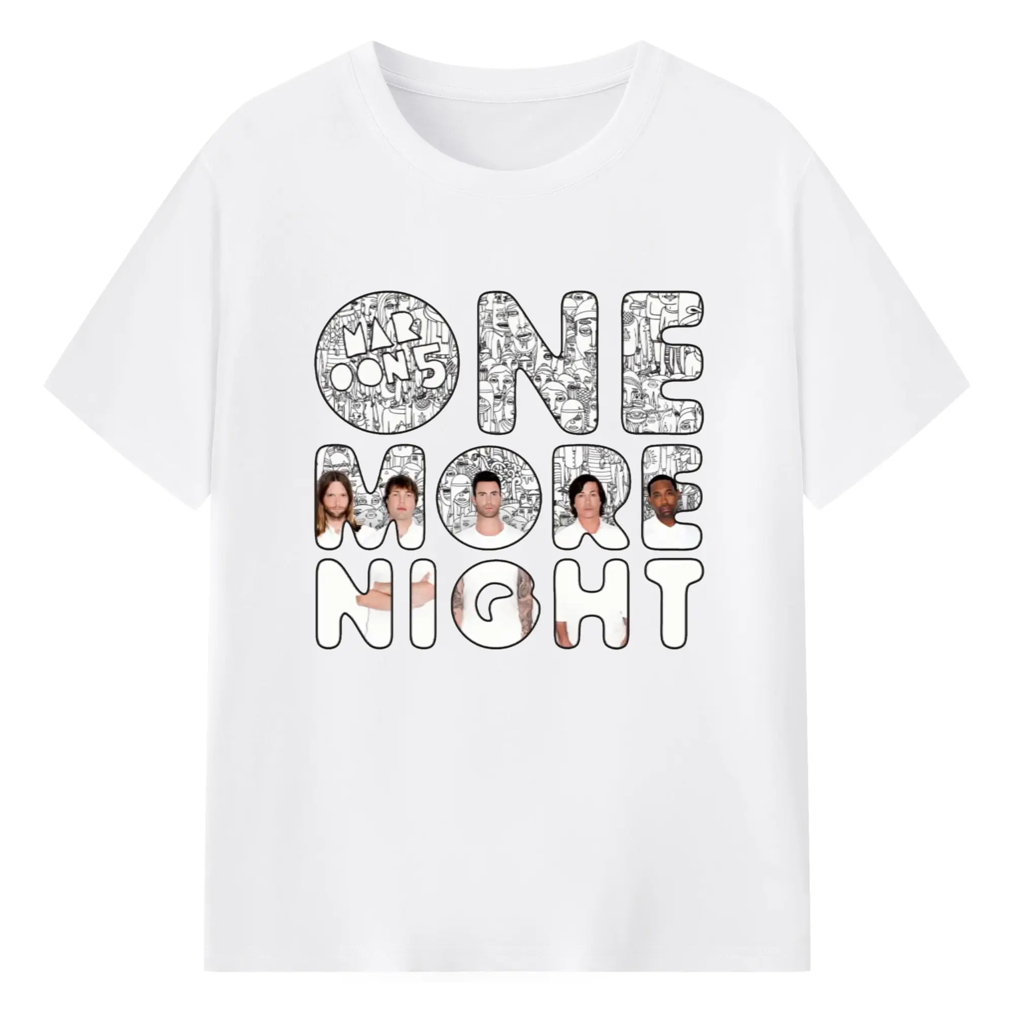 Maroon 5《One More Night》DIY - 180g Cotton T-Shirt With Front Heat Transfer Print – Soft, Lightweight, Fitted Design – Comfortable Casual Wear For Sports & Everyday Use
