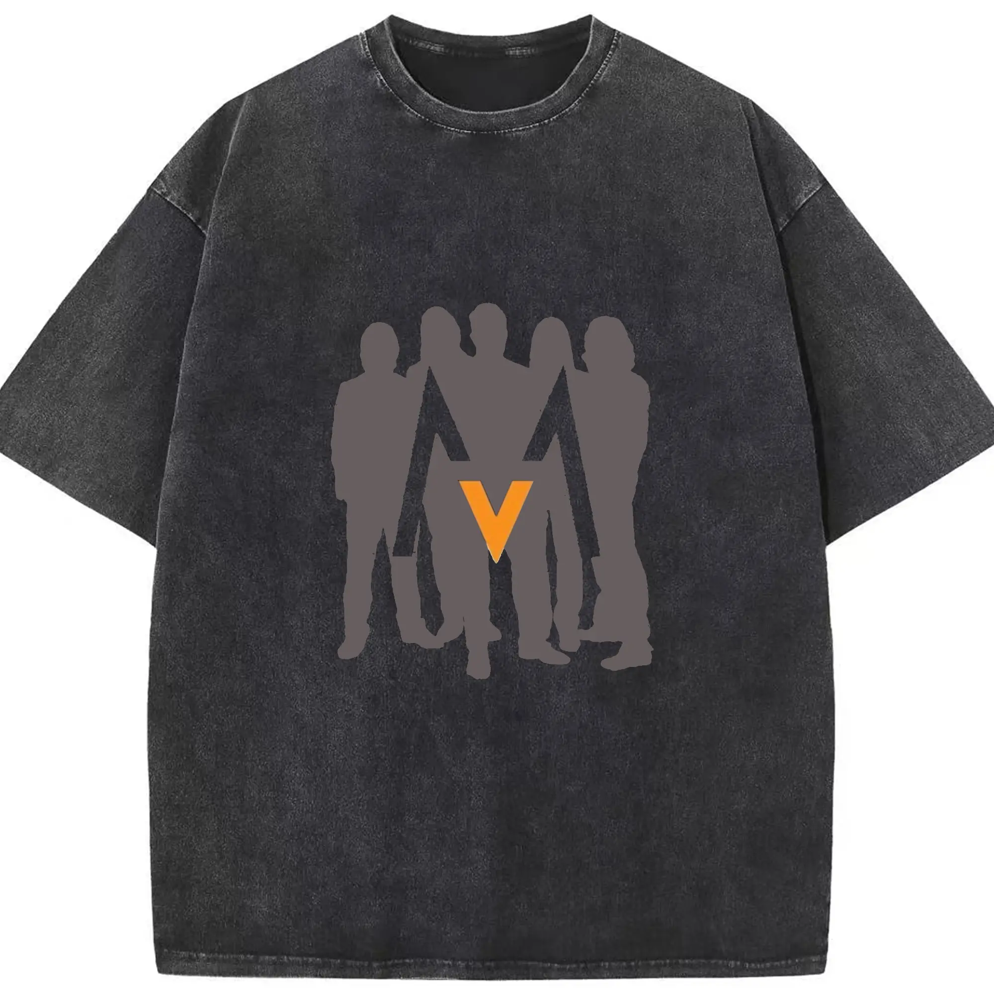 Maroon 5 Band Silhouette DIY Shirt - Washed Vintage Look 230g Cotton Oversized T-Shirt With Front Heat Transfer Print – Soft, Lightweight, Stylish Fit – Comfortable Casual Wear For Sports & Everyday Use