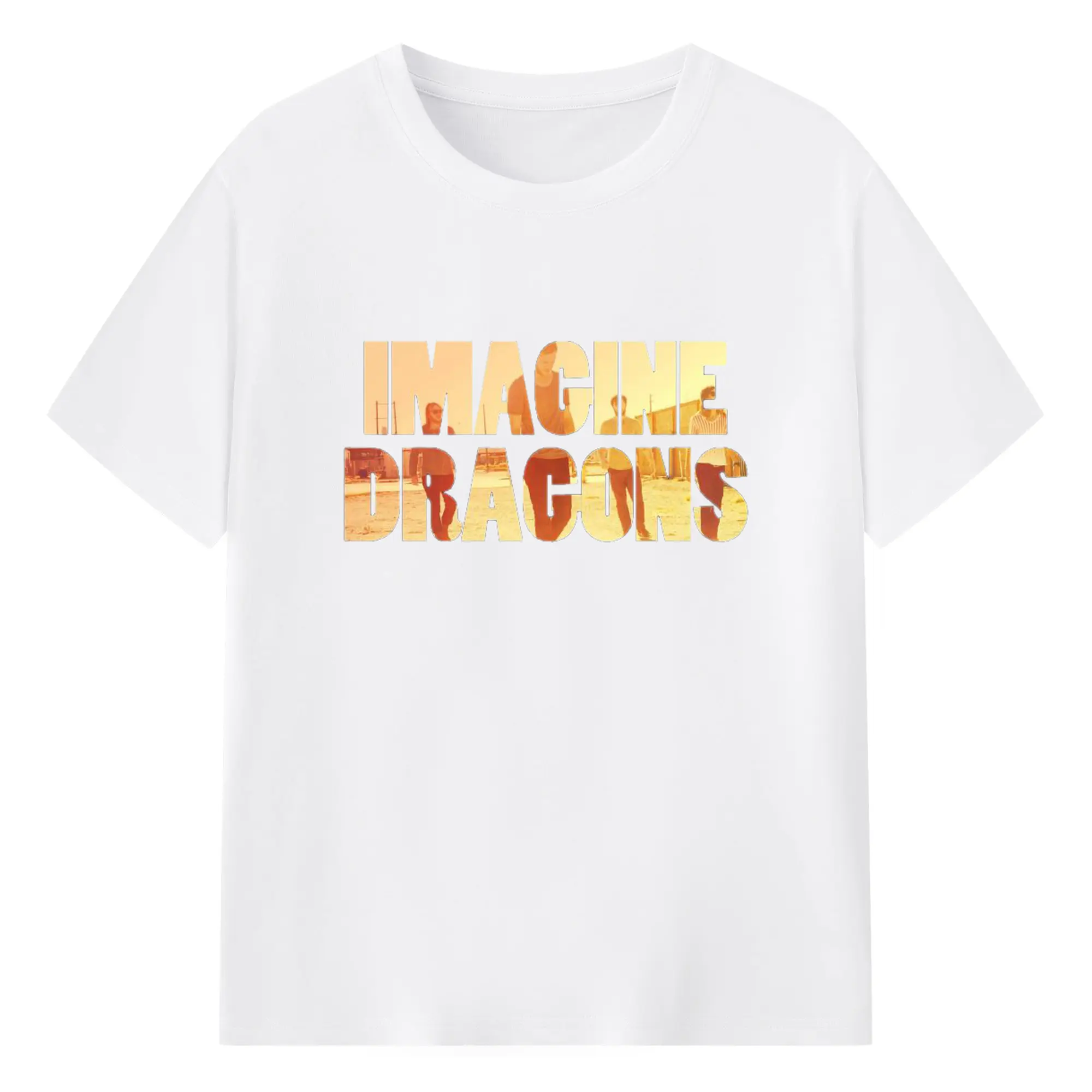 Imagine Dragons Vintage Photo Logo DIY - 180g Cotton T-Shirt With Front Heat Transfer Print – Soft, Lightweight, Fitted Design – Comfortable Casual Wear For Sports & Everyday Use