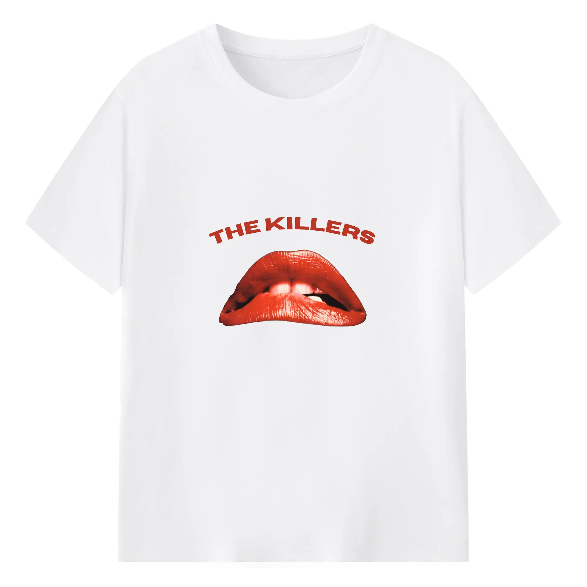 The Killers Vintage Rock Red Lips DIY - 180g Cotton T-Shirt With Front Heat Transfer Print – Soft, Lightweight, Fitted Design – Comfortable Casual Wear For Sports & Everyday Use