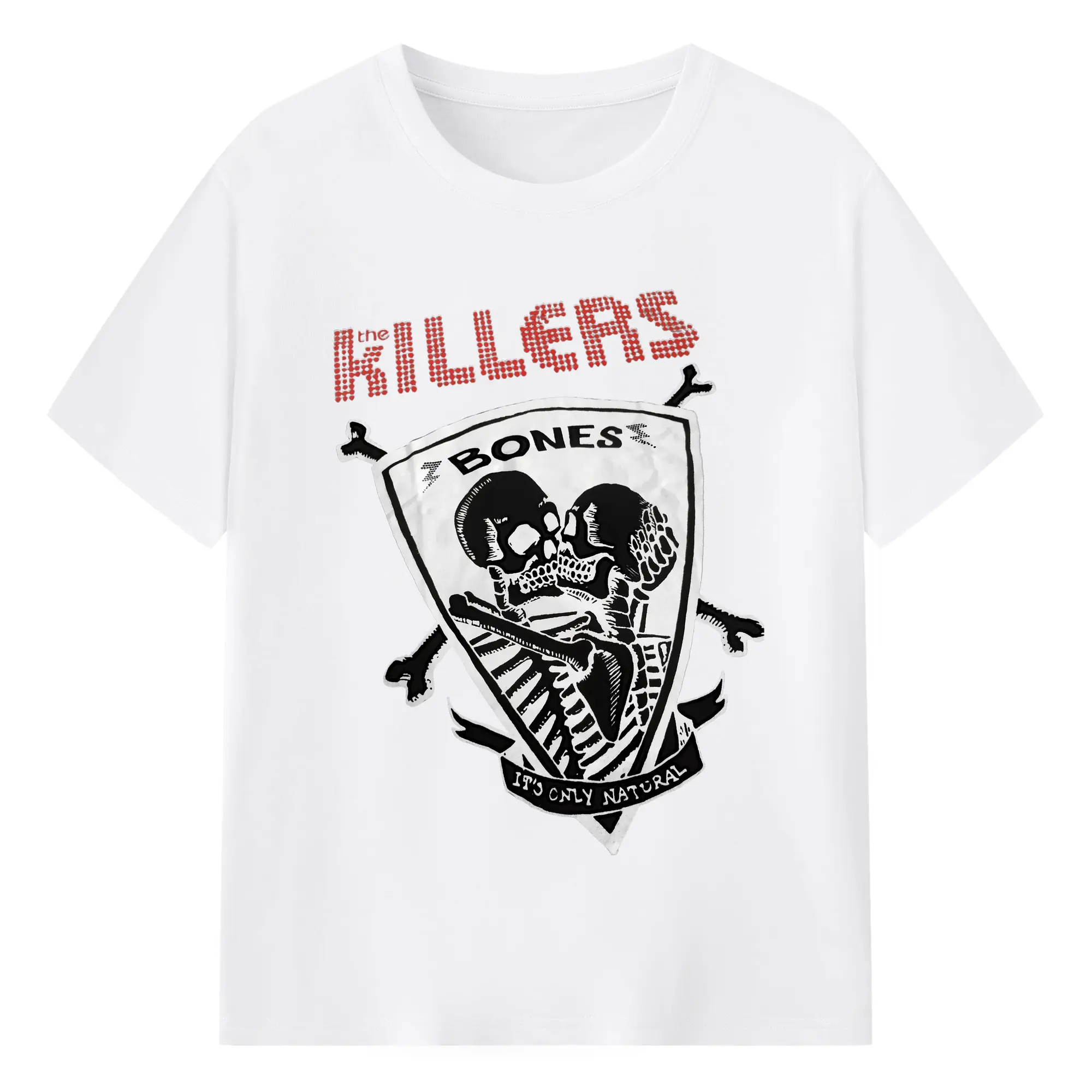 The Killers Punk Rock Bones Skeleton DIY - 180g Cotton T-Shirt With Front Heat Transfer Print – Soft, Lightweight, Fitted Design – Comfortable Casual Wear For Sports & Everyday Use