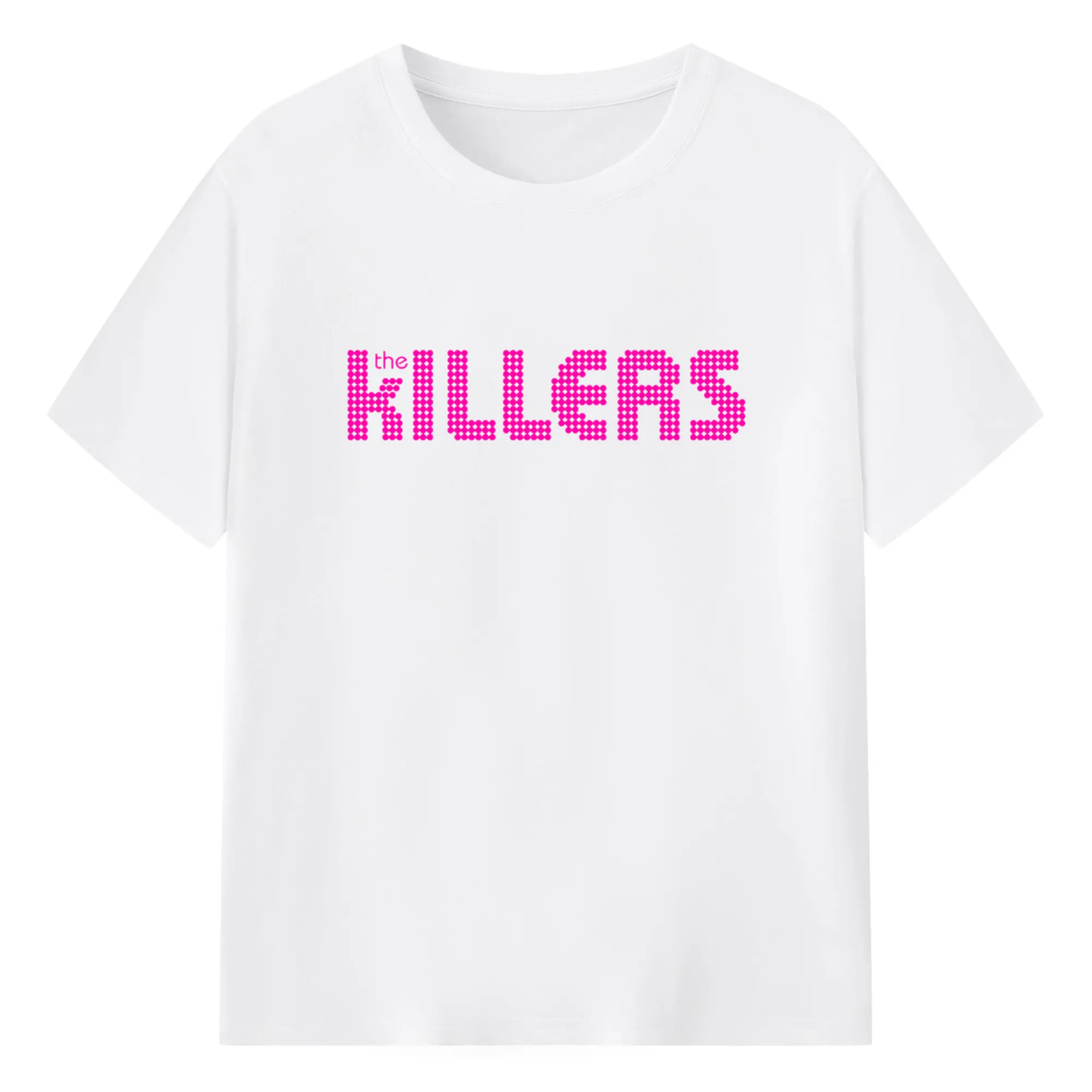 The Killers Pink pixel style Logo DIY - 180g Cotton T-Shirt With Front Heat Transfer Print – Soft, Lightweight, Fitted Design – Comfortable Casual Wear For Sports & Everyday Use