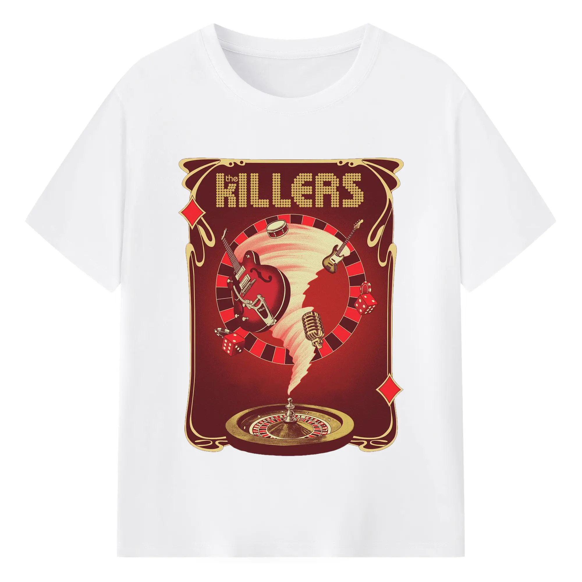 The Killers Vintage Casino Rock DIY - 180g Cotton T-Shirt With Front Heat Transfer Print – Soft, Lightweight, Fitted Design – Comfortable Casual Wear For Sports & Everyday Use