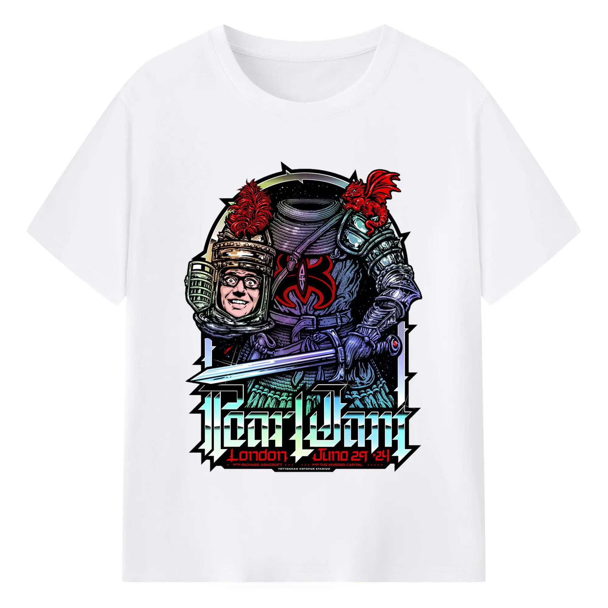 Pearl Jam London Fantasy Rock Concert DIY - 180g Cotton T-Shirt With Front Heat Transfer Print – Soft, Lightweight, Fitted Design – Comfortable Casual Wear For Sports & Everyday Use