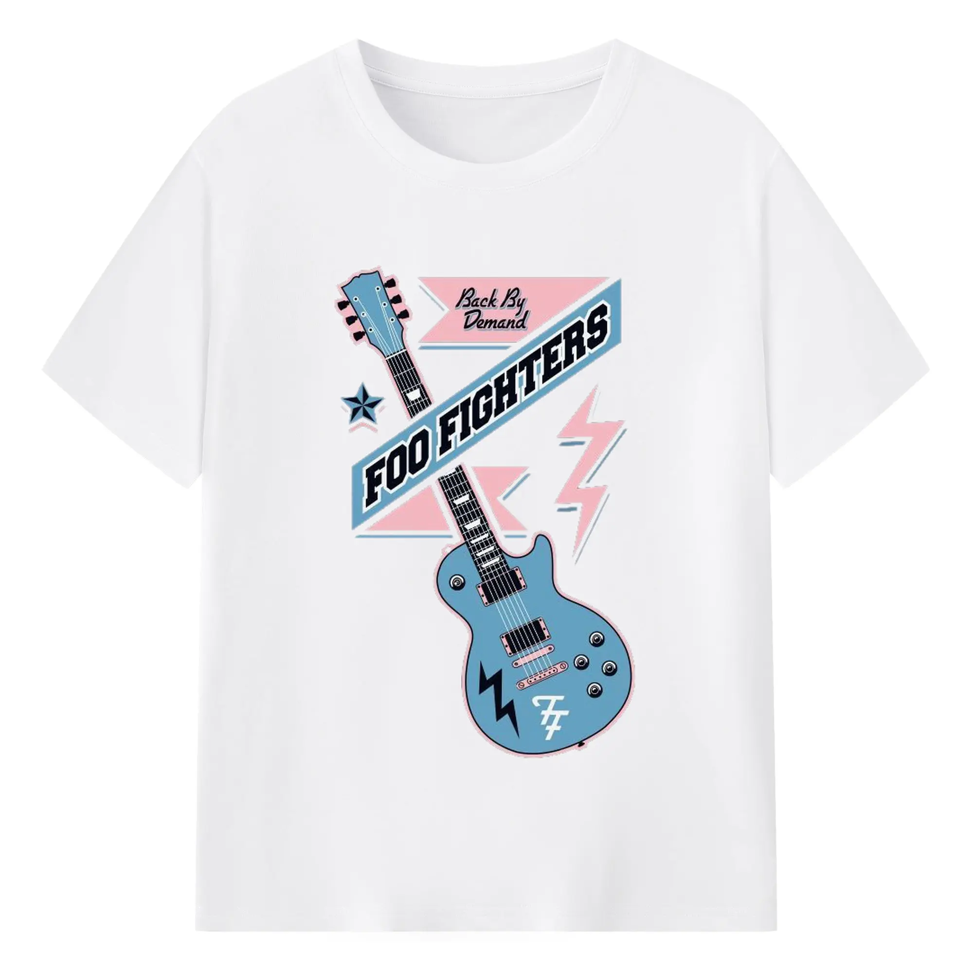 Foo Fighters “Back By Demand” Retro Rock Guitar DIY - 180g Cotton T-Shirt With Front Heat Transfer Print – Soft, Lightweight, Fitted Design – Comfortable Casual Wear For Sports & Everyday Use