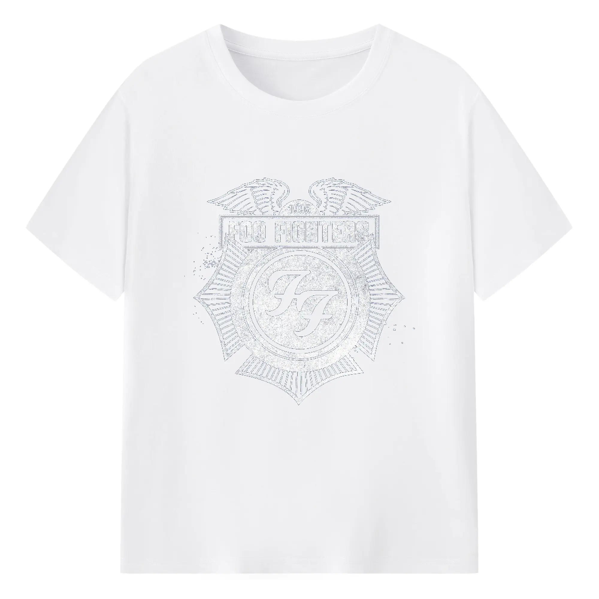 Foo Fighters Silver Badge Rock DIY - 180g Cotton T-Shirt With Front Heat Transfer Print – Soft, Lightweight, Fitted Design – Comfortable Casual Wear For Sports & Everyday Use