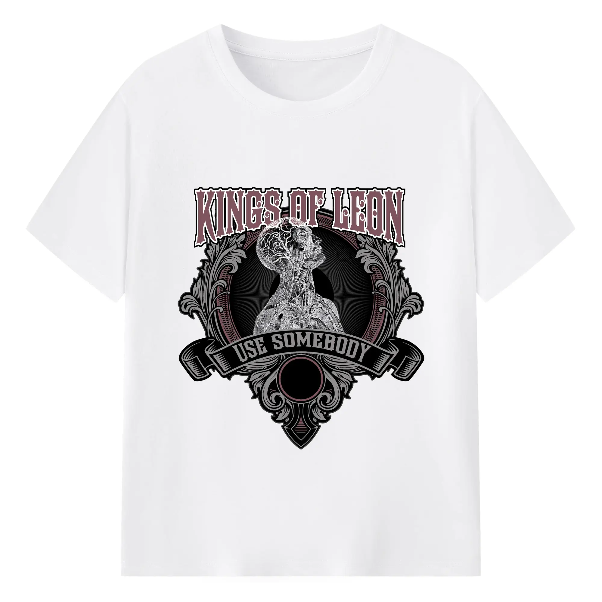 Kings of Leon "Use Somebody" DIY - 180g Cotton T-Shirt With Front Heat Transfer Print – Soft, Lightweight, Fitted Design – Comfortable Casual Wear For Sports & Everyday Use