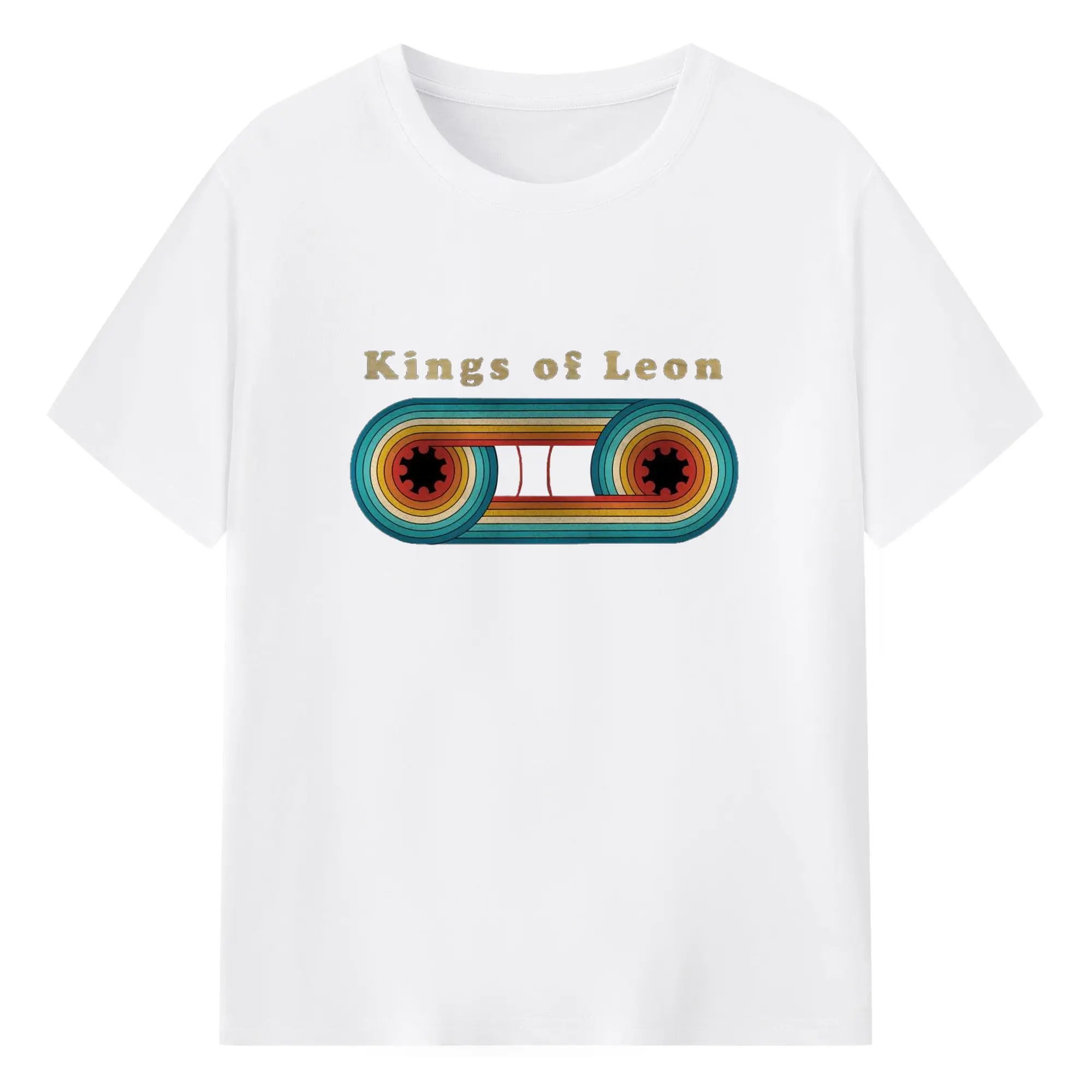 Kings of Leon Vintage Art Deco Rock DIY - 180g Cotton T-Shirt With Front Heat Transfer Print – Soft, Lightweight, Fitted Design – Comfortable Casual Wear For Sports & Everyday Use