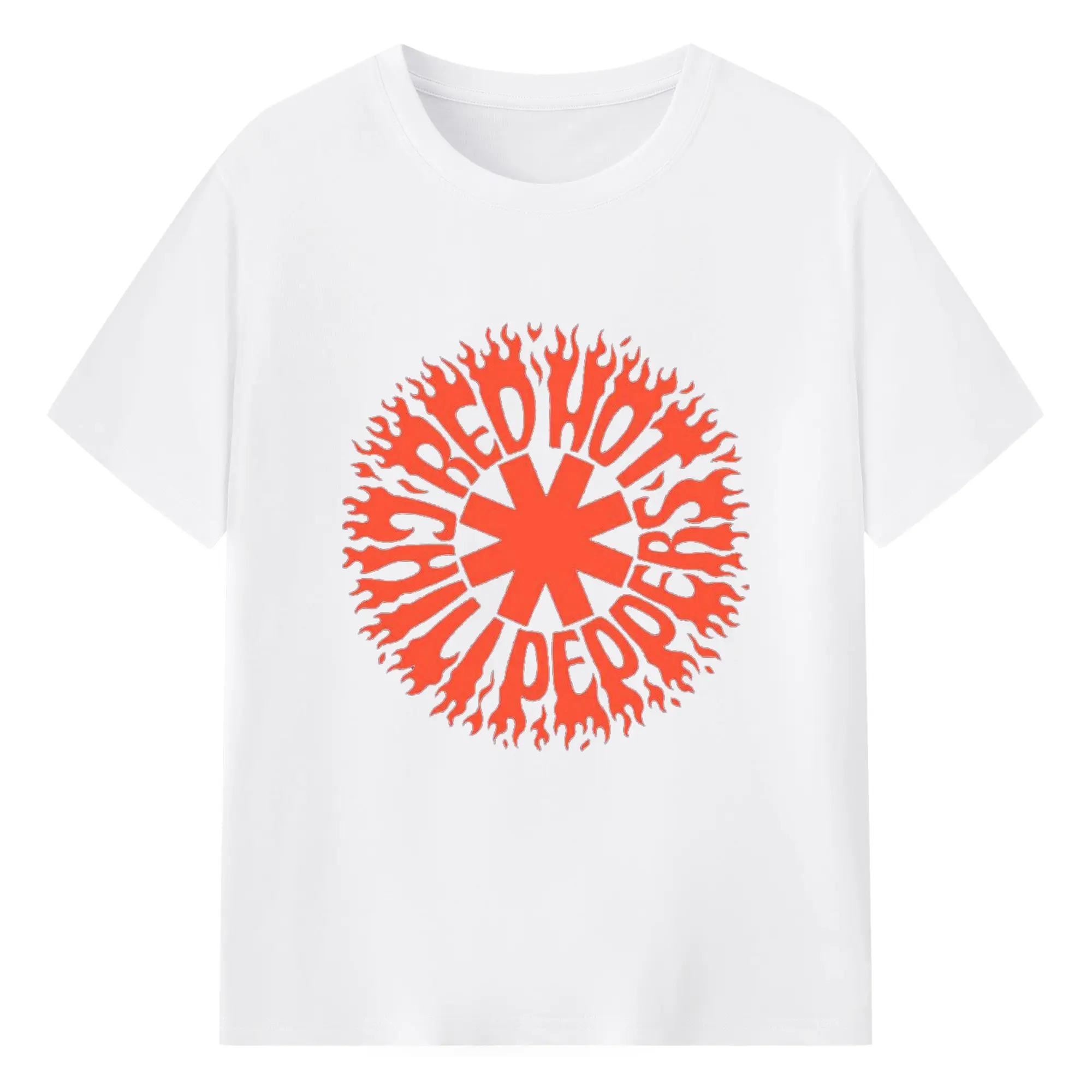Red Hot Chili Peppers Flame Logo DIY - 180g Cotton T-Shirt With Front Heat Transfer Print – Soft, Lightweight, Fitted Design – Comfortable Casual Wear For Sports & Everyday Use