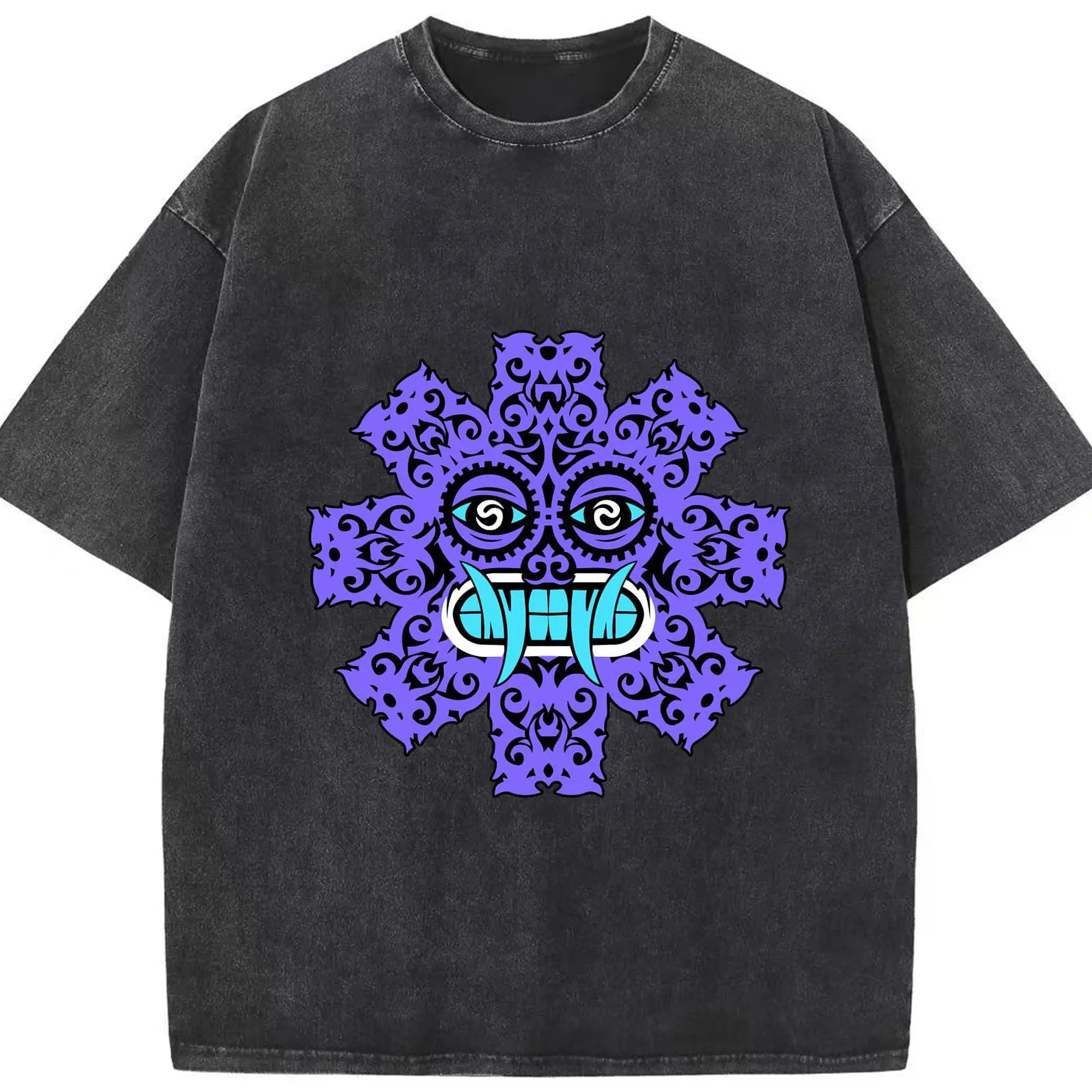 Red Hot Chili Peppers Psychedelic Tribal Totem DIY - Washed Vintage Look 230g Cotton Oversized T-Shirt With Front Heat Transfer Print – Soft, Lightweight, Stylish Fit – Comfortable Casual Wear For Sports & Everyday Use