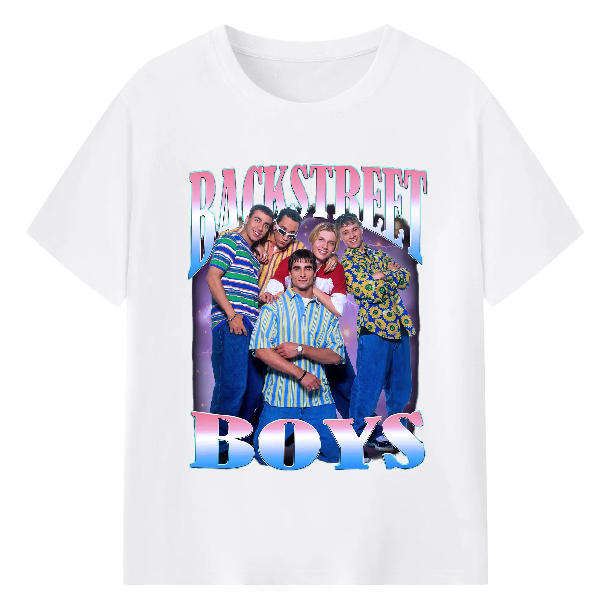 Backstreet Boys 90s Pop Retro DIY - 180g Cotton T-Shirt With Front Heat Transfer Print – Soft, Lightweight, Fitted Design – Comfortable Casual Wear For Sports & Everyday Use