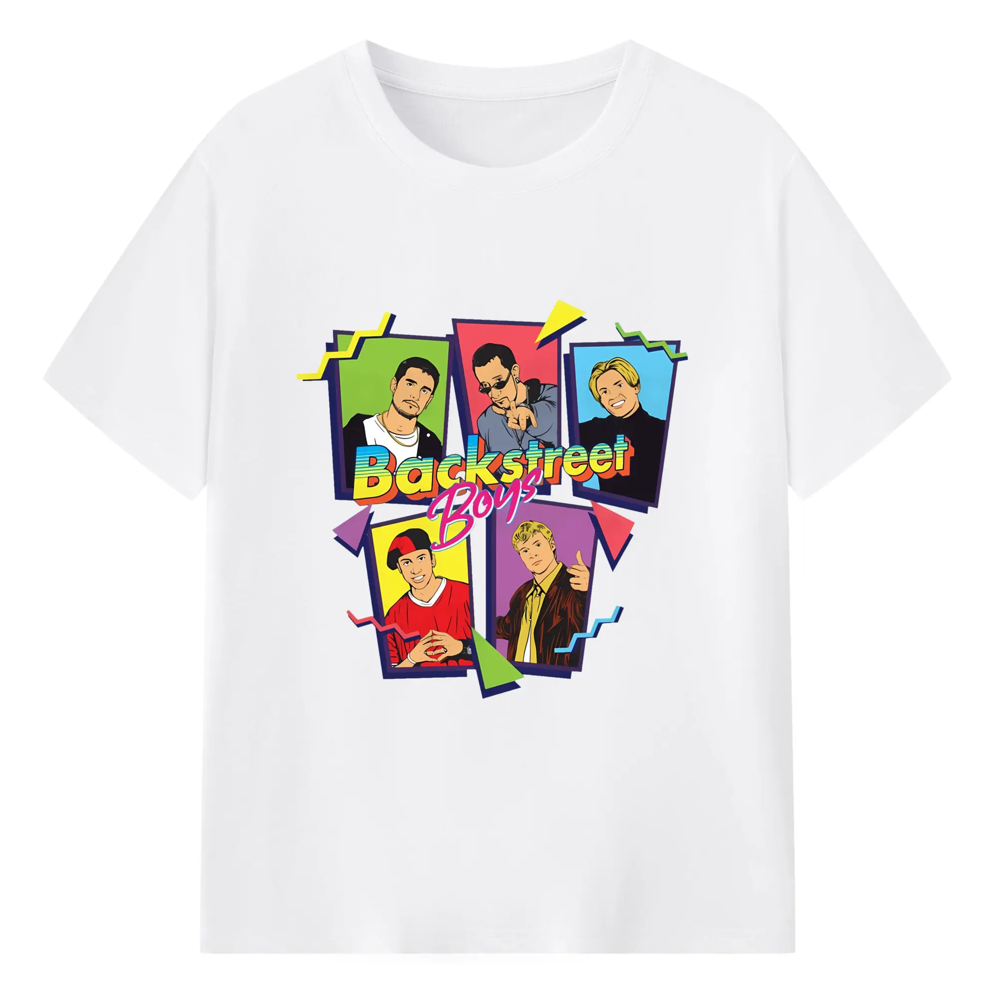 Backstreet Boys 90s Pop Retro Cartoon DIY - 180g Cotton T-Shirt With Front Heat Transfer Print – Soft, Lightweight, Fitted Design – Comfortable Casual Wear For Sports & Everyday Use