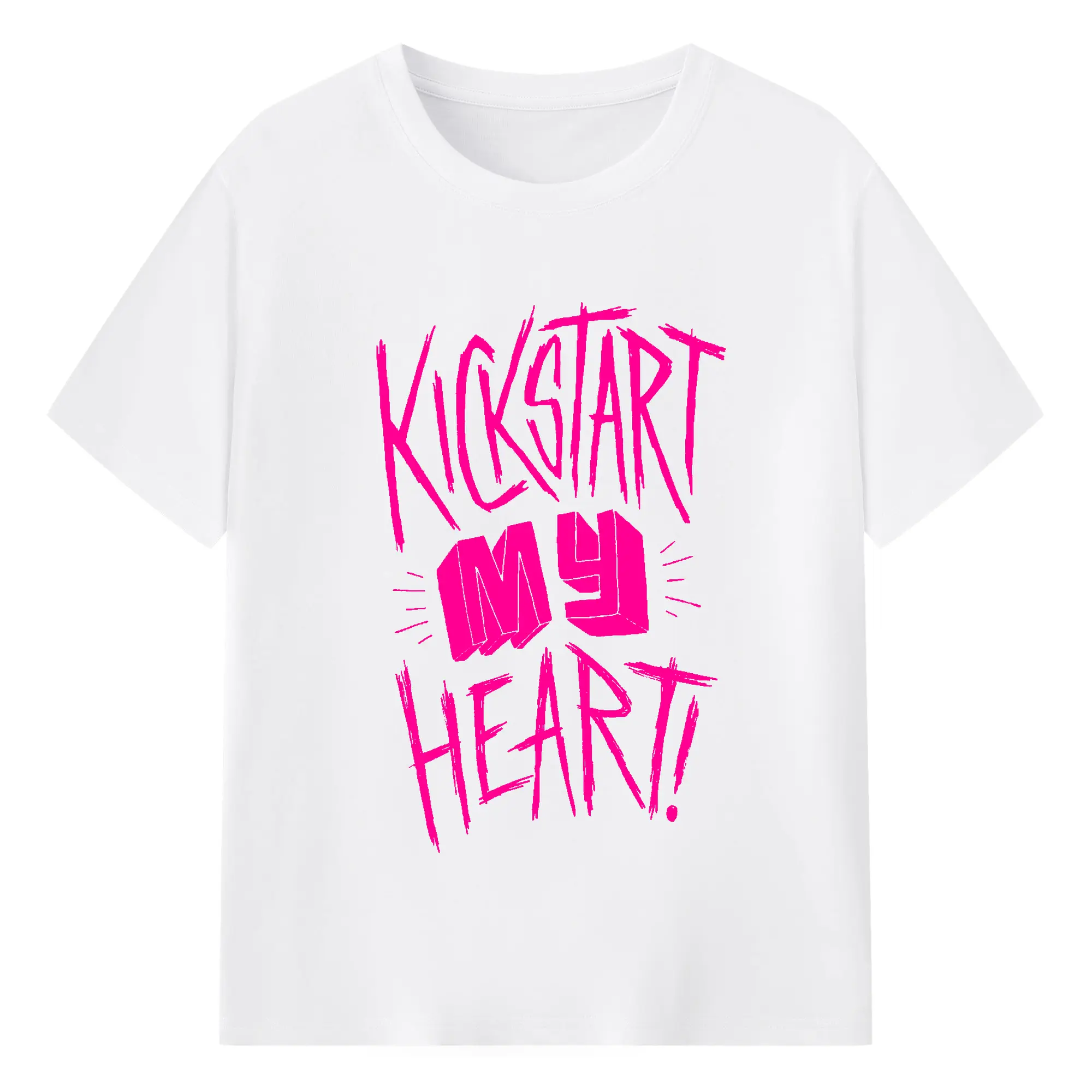 Mötley Crüe Kickstart My Heart Punk Rock DIY - 180g Cotton T-Shirt With Front Heat Transfer Print – Soft, Lightweight, Fitted Design – Comfortable Casual Wear For Sports & Everyday Use