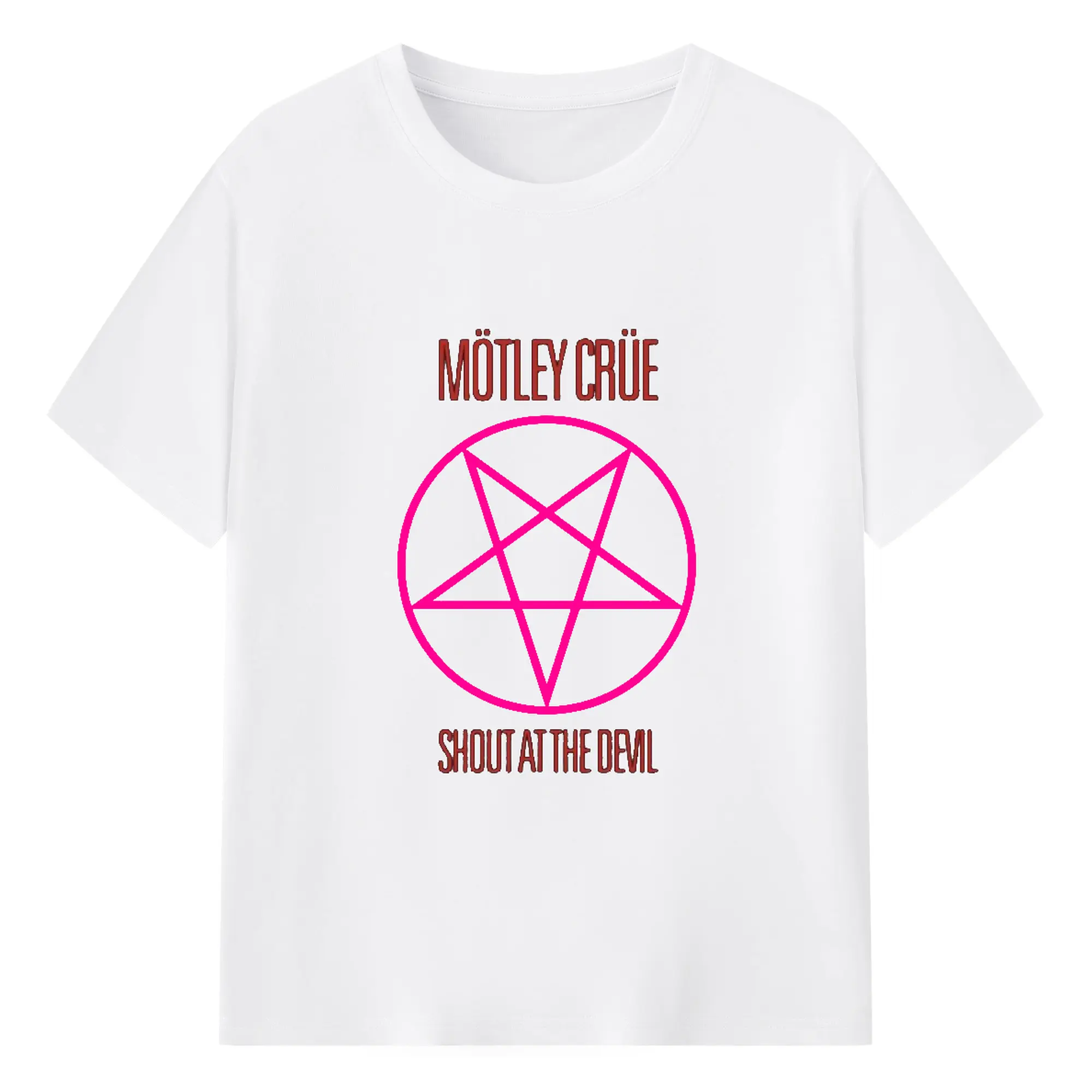 Mötley Crüe Pentagram Array Logo DIY - 180g Cotton T-Shirt With Front Heat Transfer Print – Soft, Lightweight, Fitted Design – Comfortable Casual Wear For Sports & Everyday Use