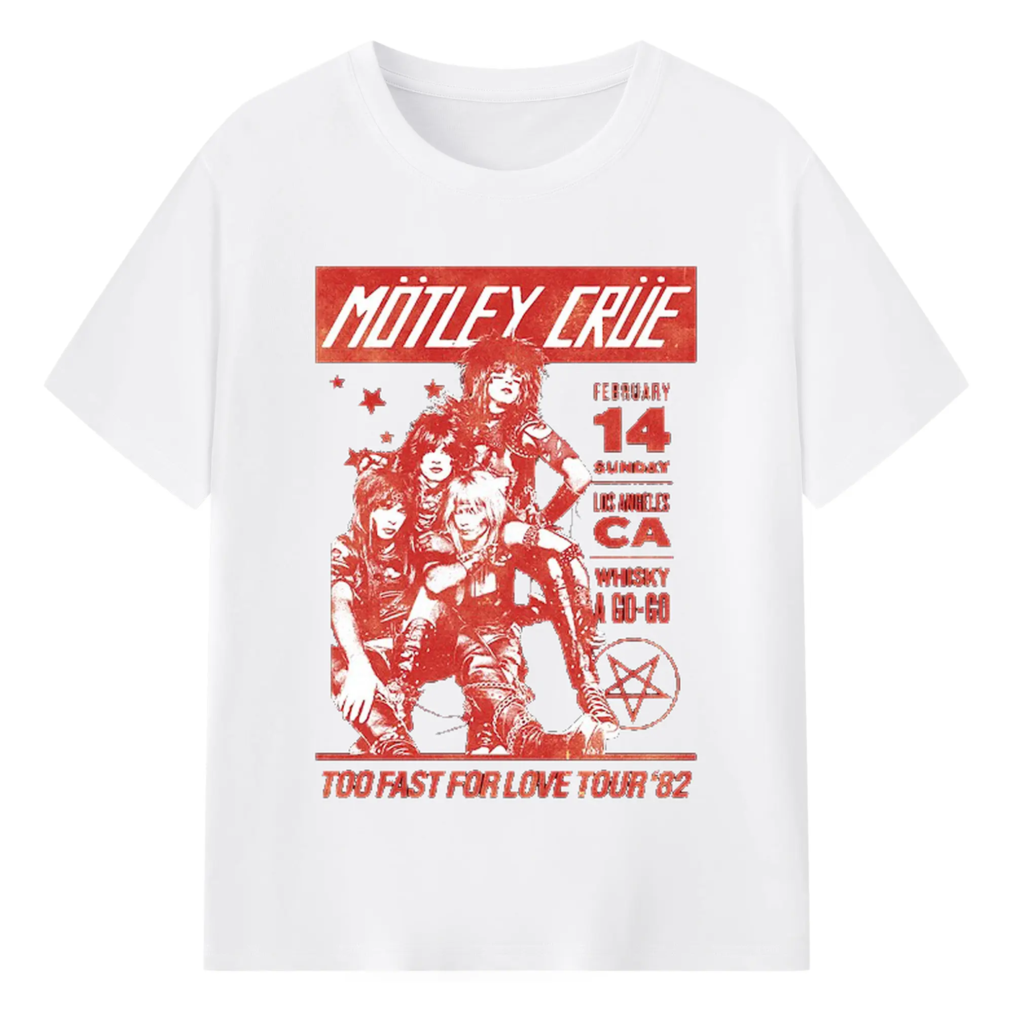 Mötley Crüe “TOO FAST FOR LOVE TOUR '82” - 180g Cotton T-Shirt With Front Heat Transfer Print – Soft, Lightweight, Fitted Design – Comfortable Casual Wear For Sports & Everyday Use