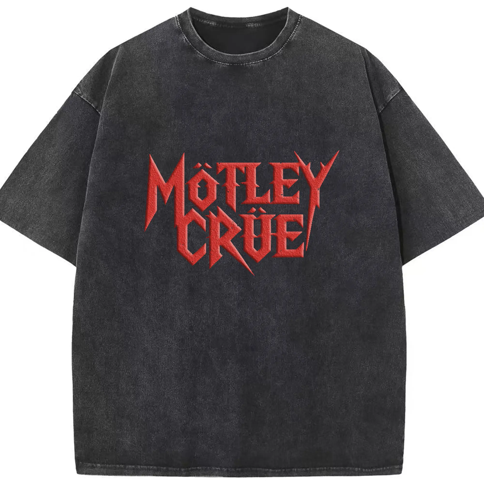 Mötley Crüe Heavy Metal Logo DIY - Washed Vintage Look 230g Cotton Oversized T-Shirt With Front Heat Transfer Print – Soft, Lightweight, Stylish Fit – Comfortable Casual Wear For Sports & Everyday Use