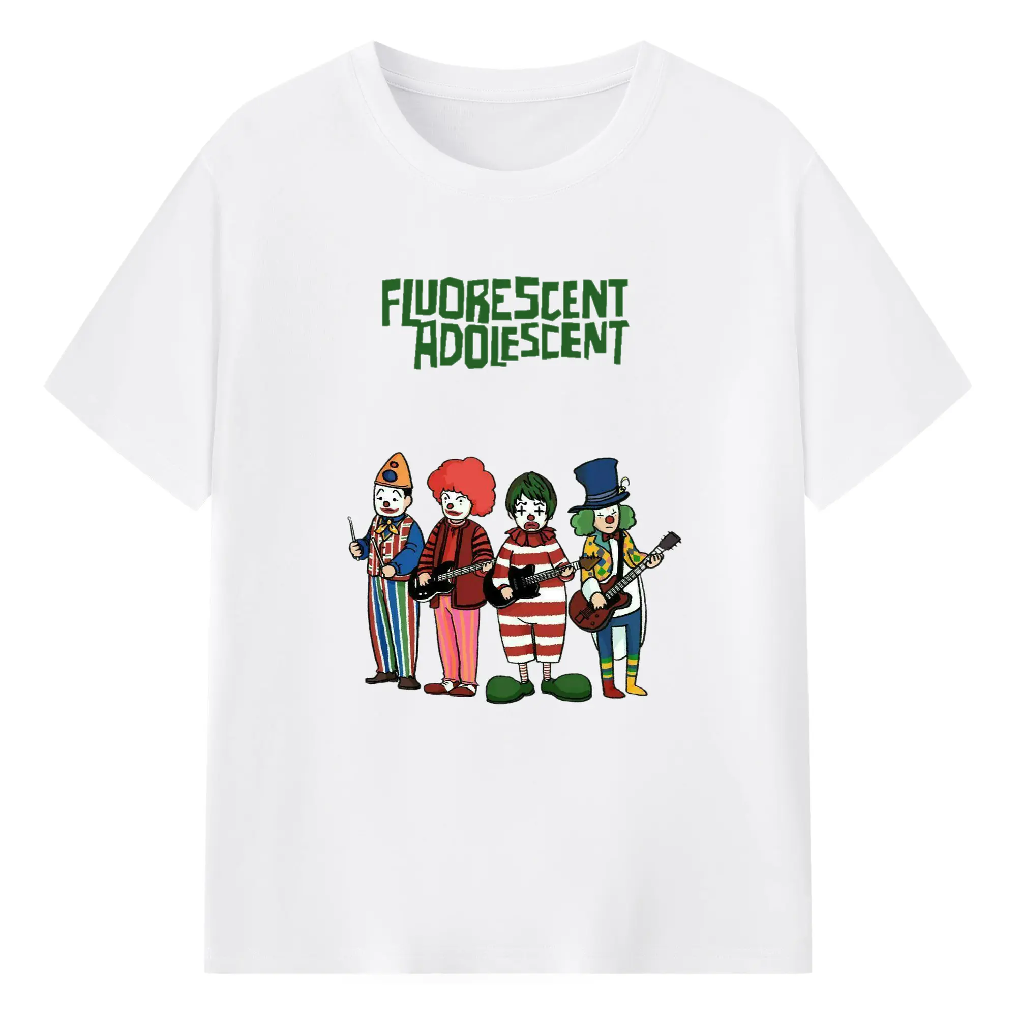 Arctic Monkeys《Fluorescent Adolescent》Cartoon DIY - 180g Cotton T-Shirt With Front Heat Transfer Print – Soft, Lightweight, Fitted Design – Comfortable Casual Wear For Sports & Everyday Use