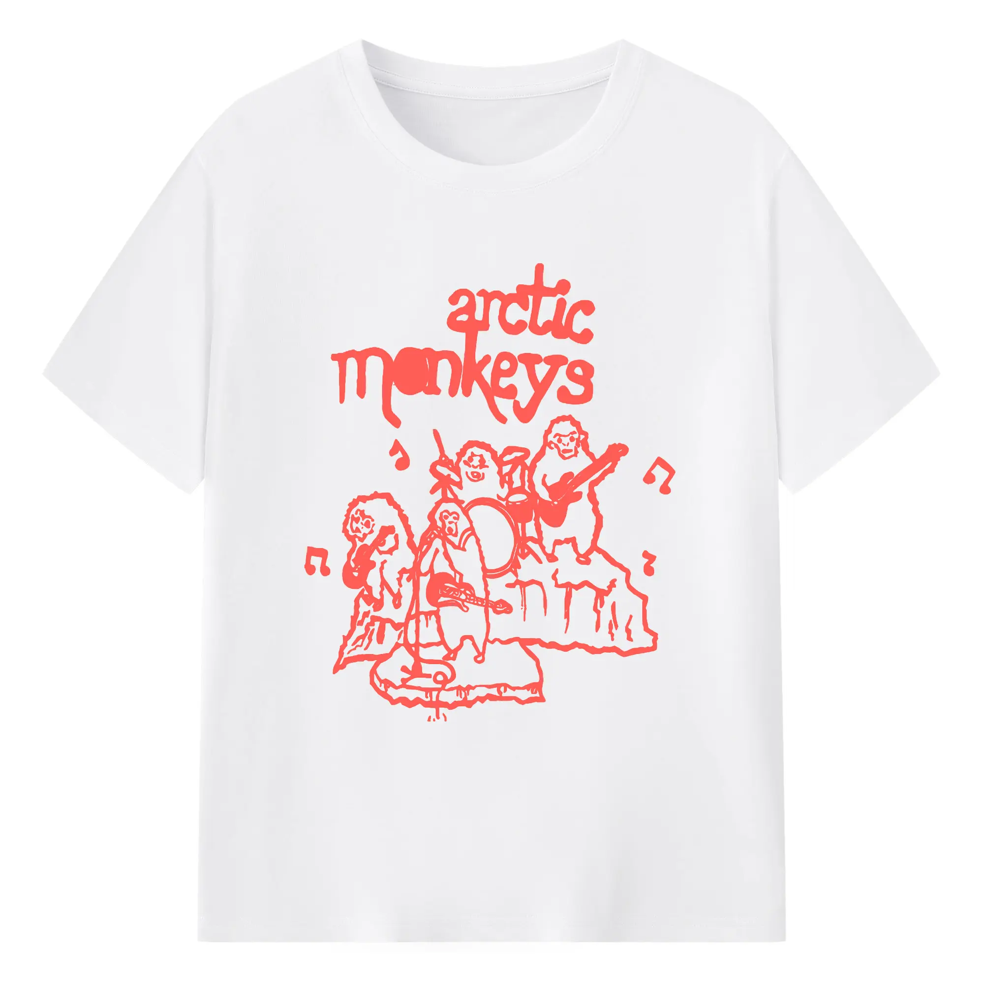 Arctic Monkeys Indie Rock Cartoon Monkey DIY - 180g Cotton T-Shirt With Front Heat Transfer Print – Soft, Lightweight, Fitted Design – Comfortable Casual Wear For Sports & Everyday Use