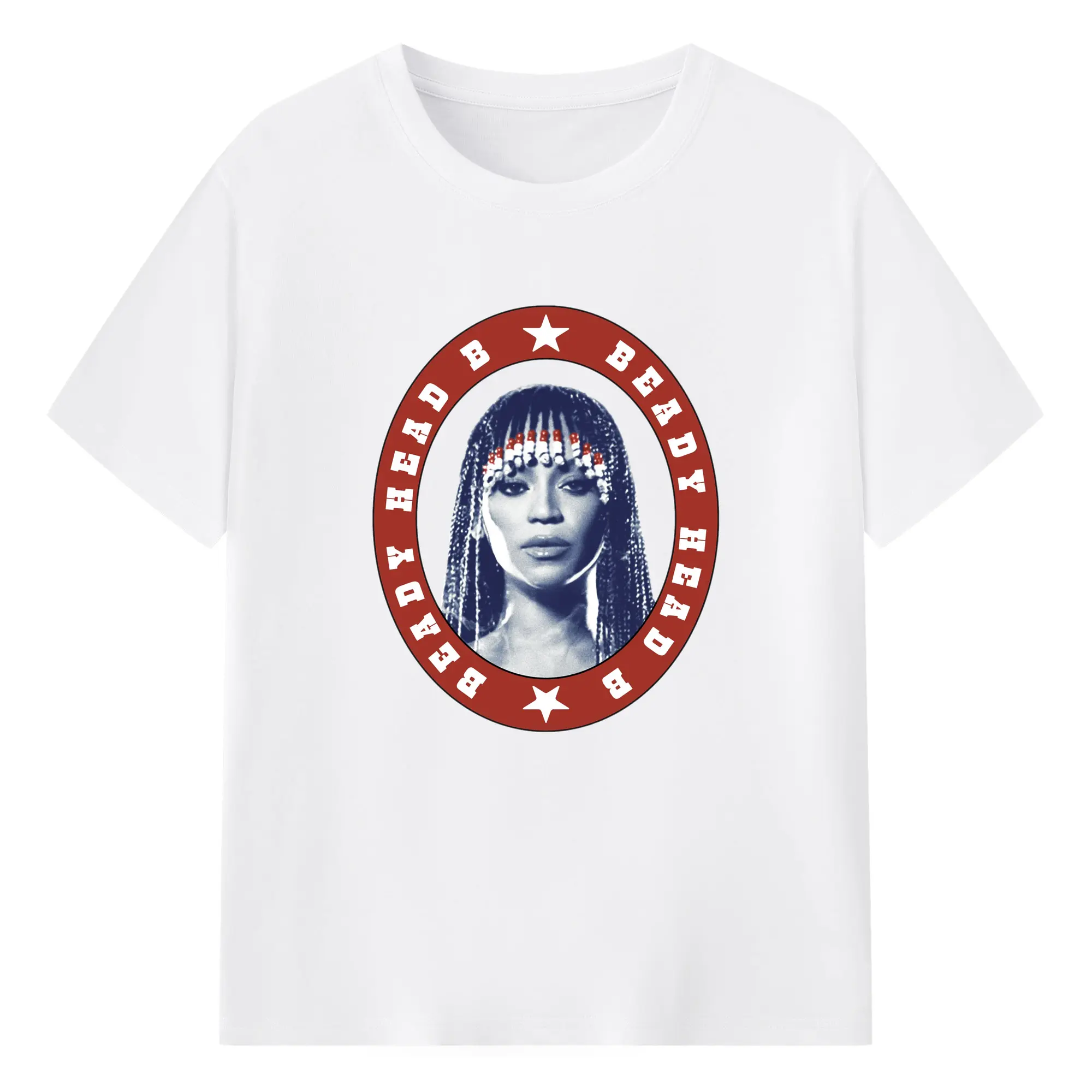 Beyoncé “BEADY HEAD B”  Cultural Art DIY - 180g Cotton T-Shirt With Front Heat Transfer Print – Soft, Lightweight, Fitted Design – Comfortable Casual Wear For Sports & Everyday Use