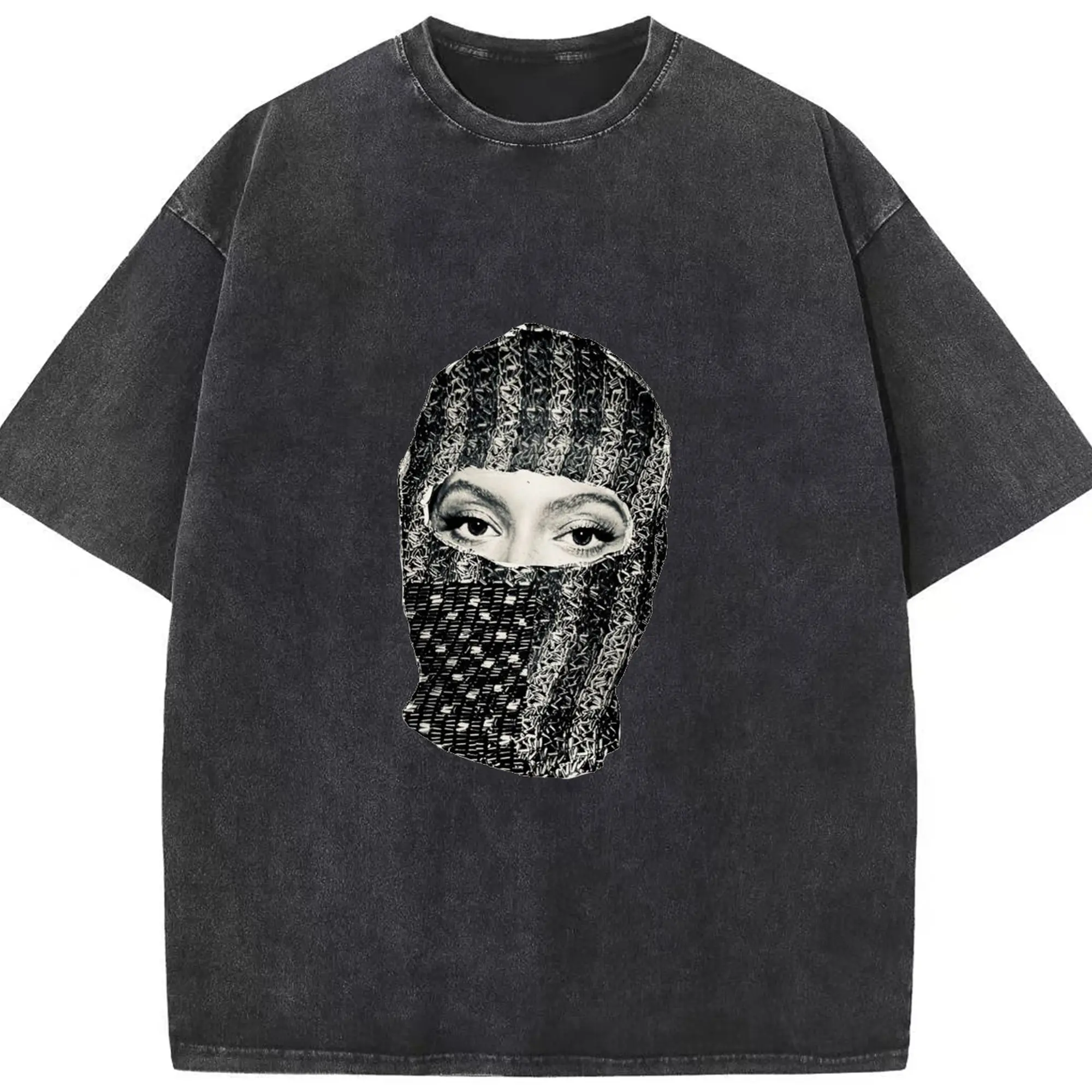 Beyoncé Dark Mysterious Street Art DIY - Washed Vintage Look 230g Cotton Oversized T-Shirt With Front Heat Transfer Print – Soft, Lightweight, Stylish Fit – Comfortable Casual Wear For Sports & Everyday Use