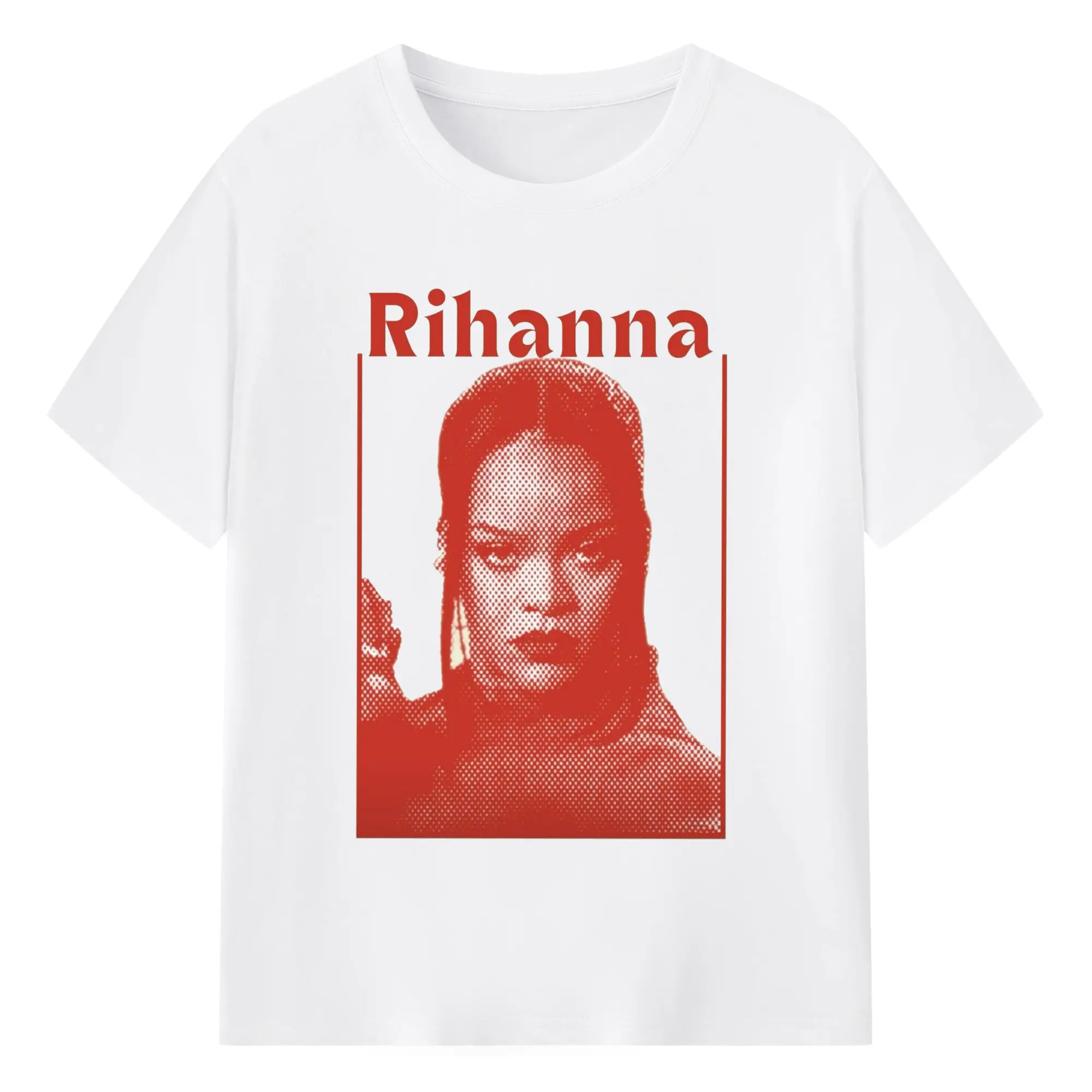 Rihanna Red Pop Art DIY - 180g Cotton T-Shirt With Front Heat Transfer Print – Soft, Lightweight, Fitted Design – Comfortable Casual Wear For Sports & Everyday Use