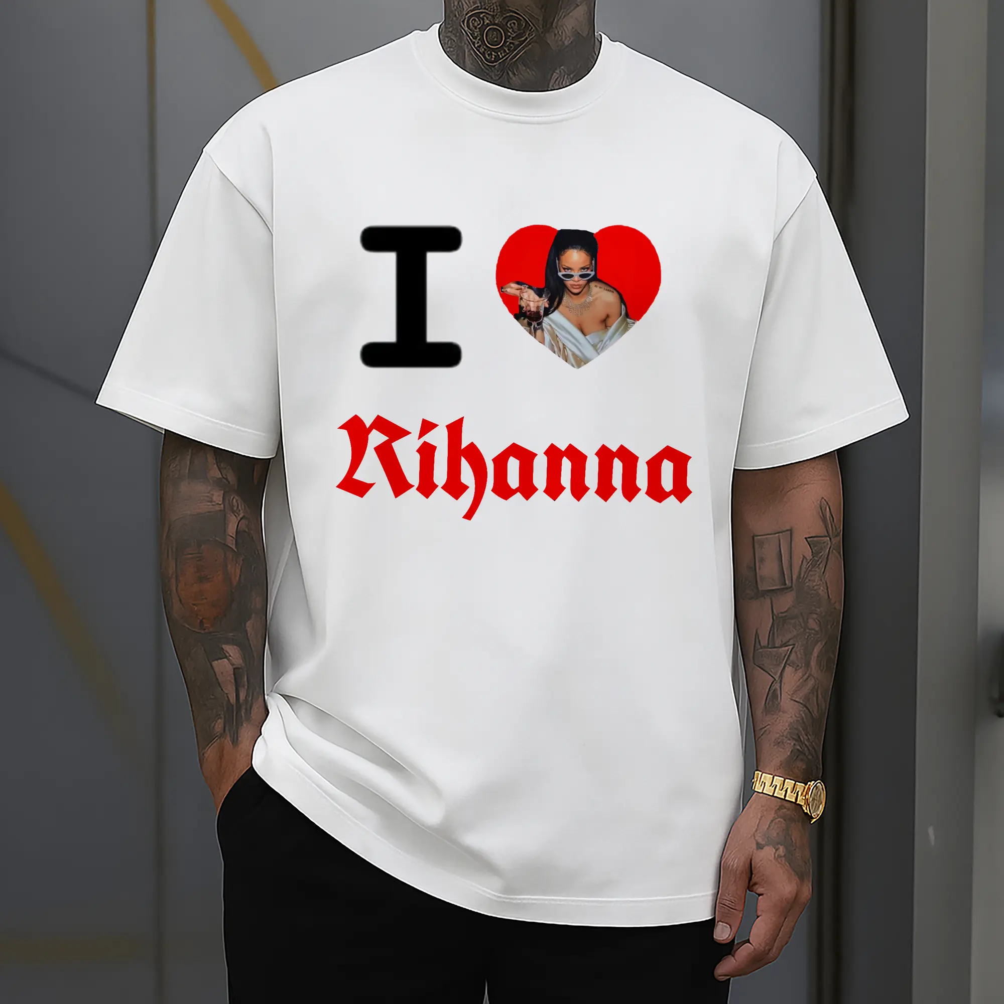 I Love Rihanna Heart Gothic DIY
